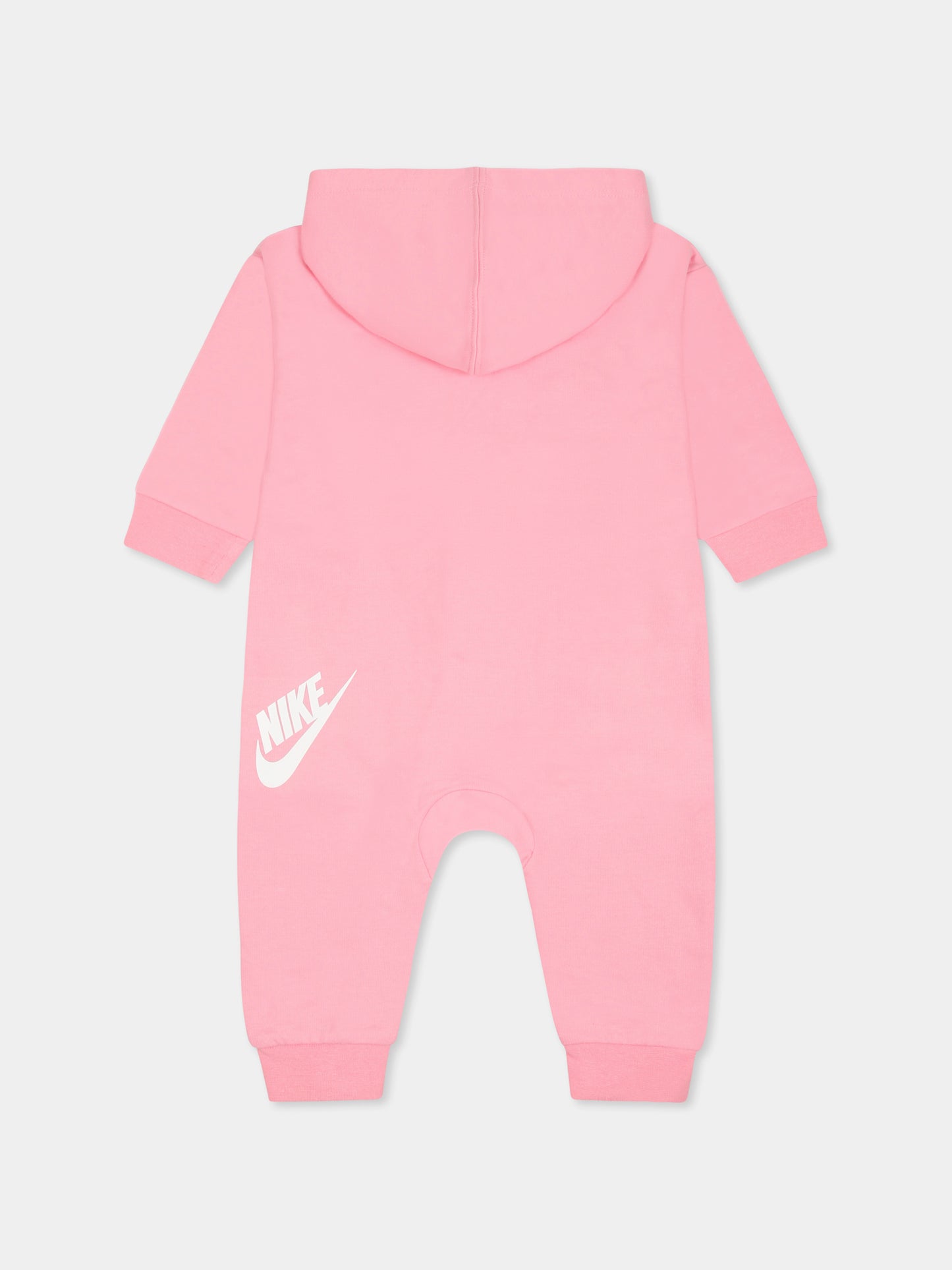 Pink jumsuit for baby girl with logo