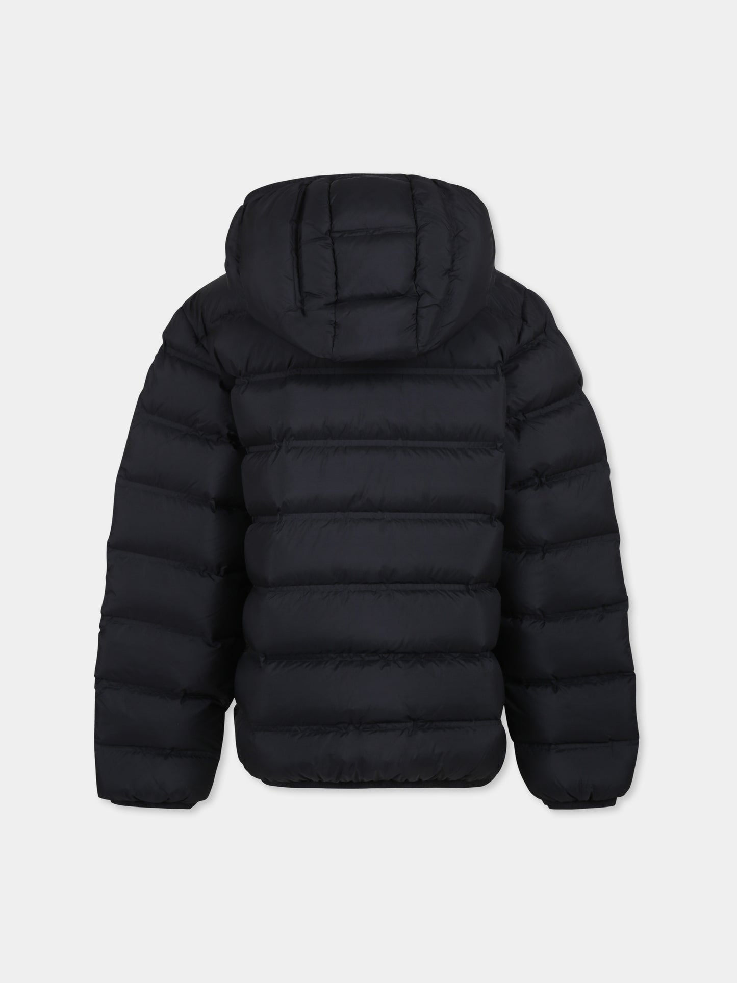 Black down jacket for boy with logo