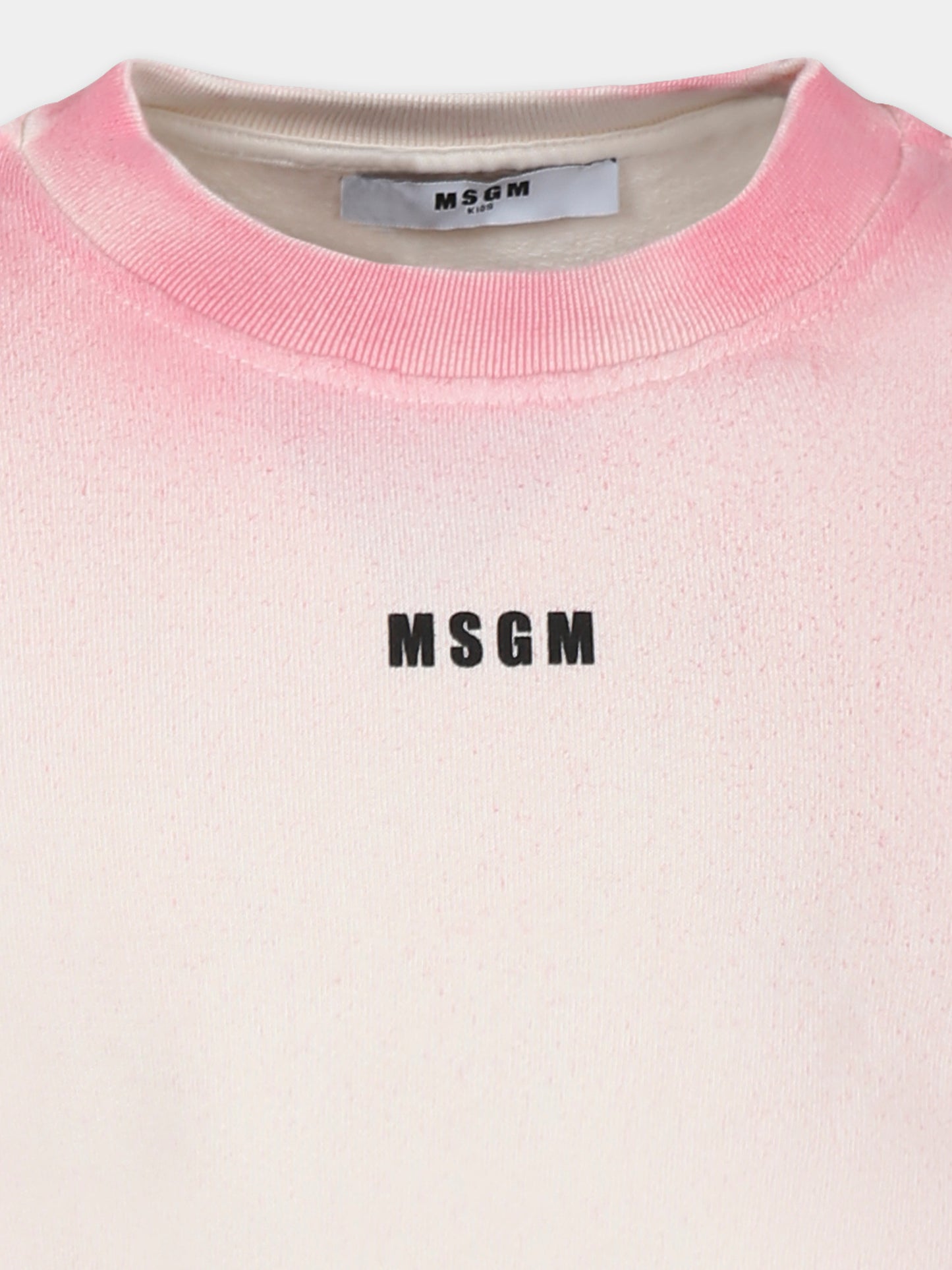 Pink crop sweatshirt for girl with logo