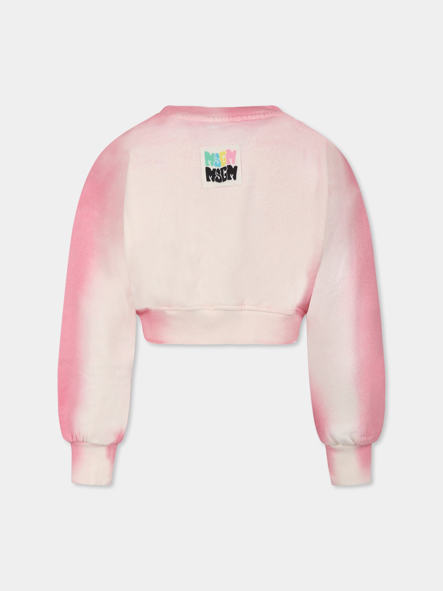 Pink crop sweatshirt for girl with logo