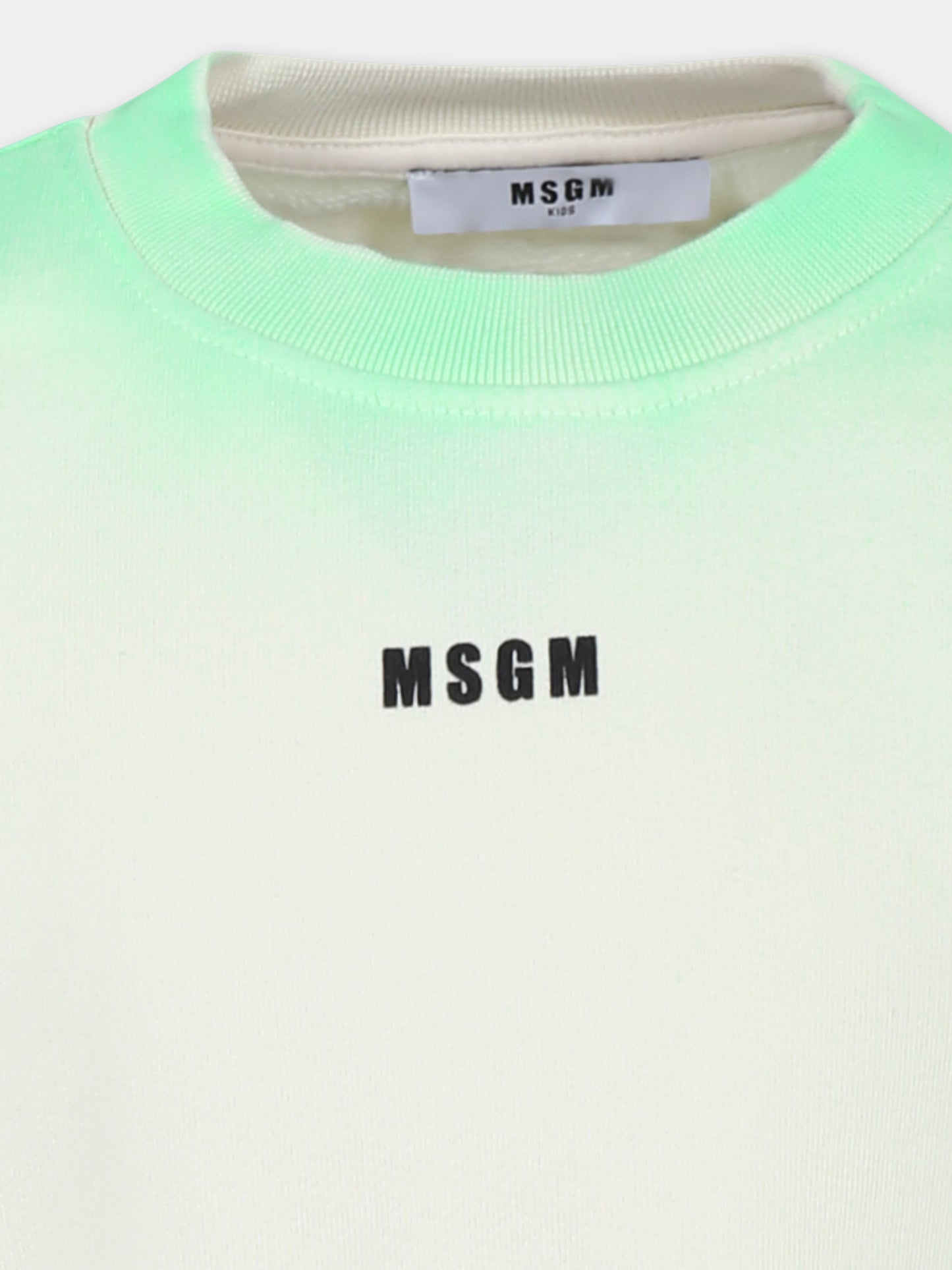 Green crop sweatshirt for girl with logo