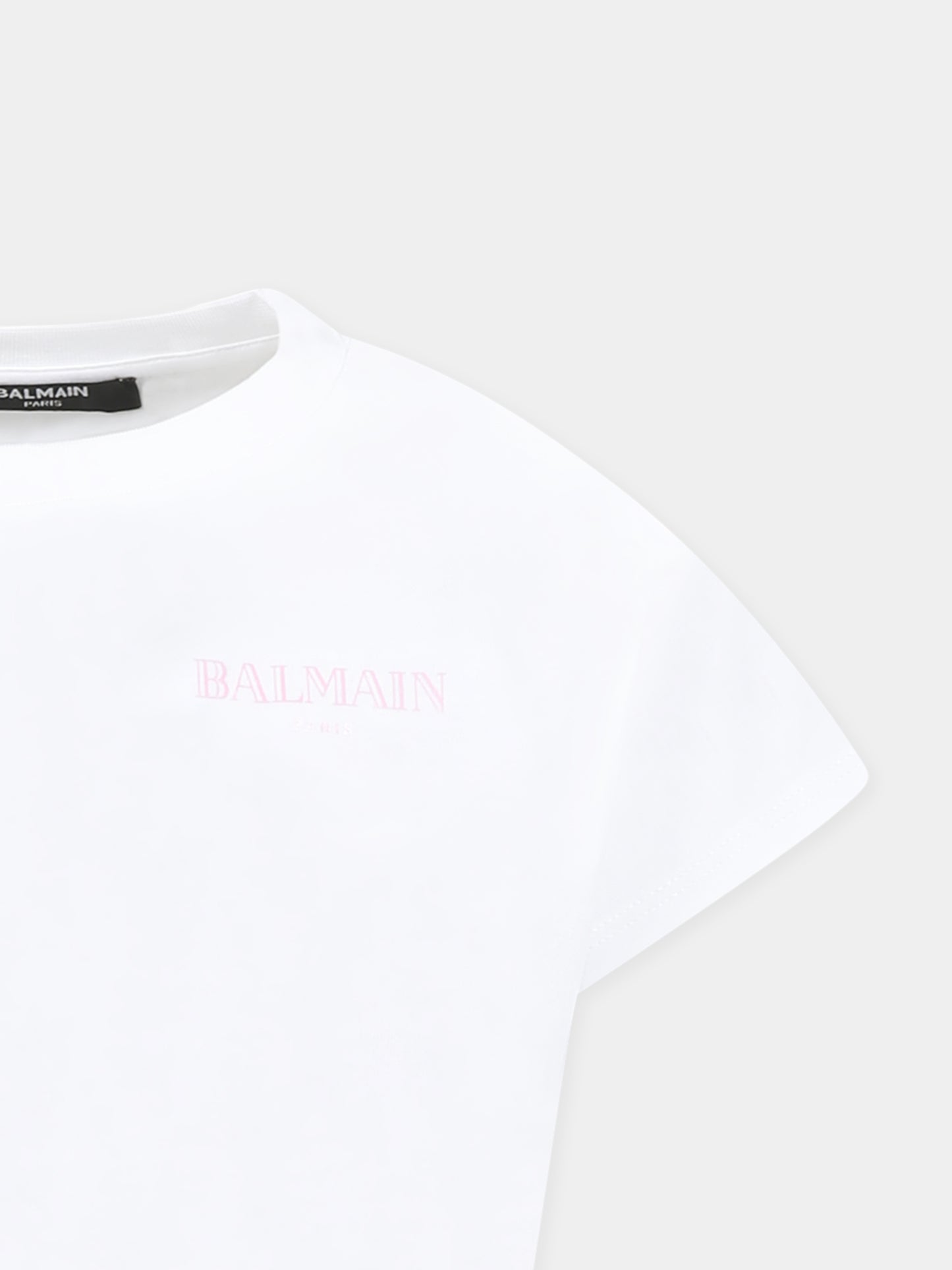 White crop t-shirt for girl with logo