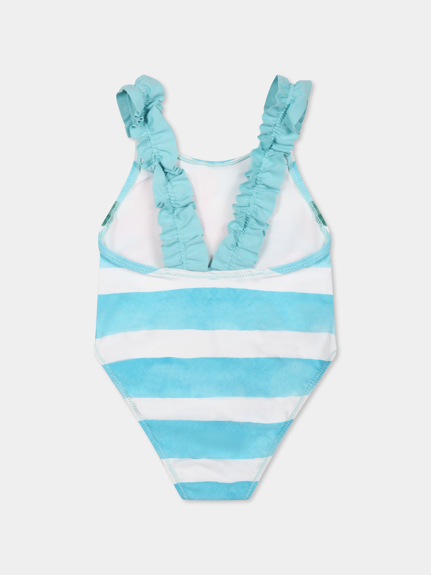 Light blue swimsuit for baby girl with flowers