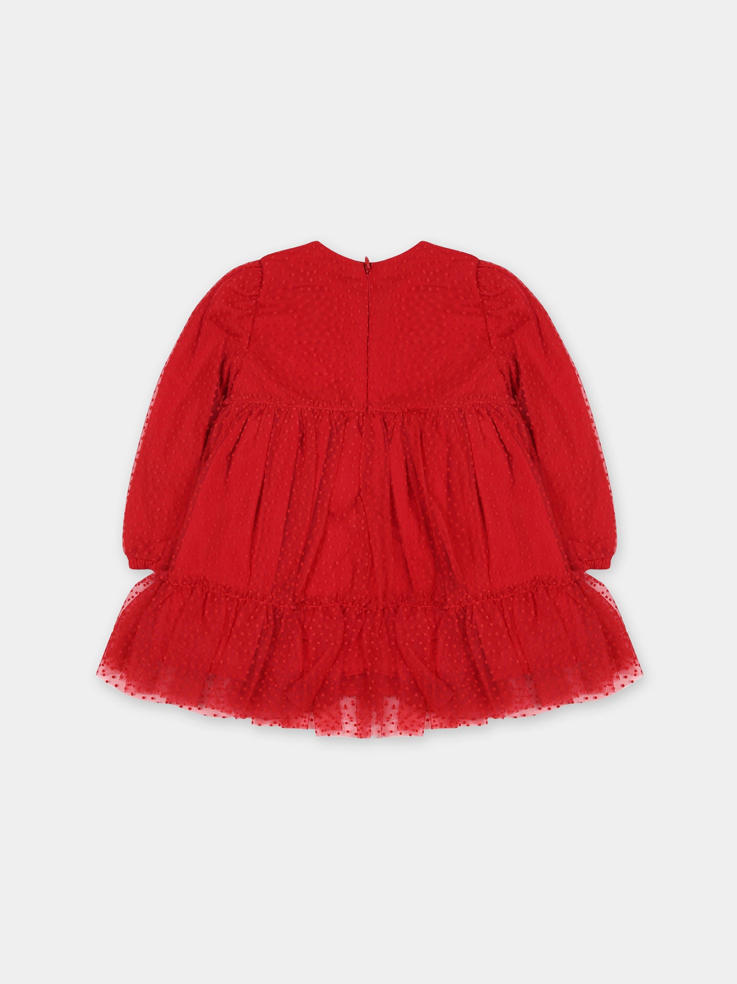 Red dress for baby girl with polka dots