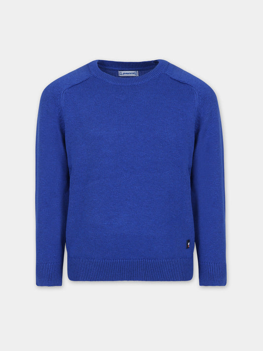 Light blue sweater for boy with logo