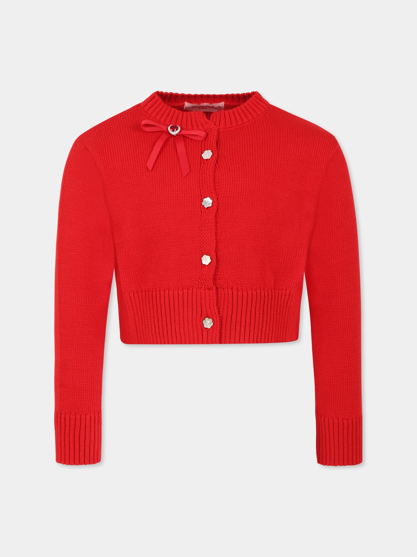 Cardigan rosso per bambina con fiocco,Vivetta Kids,VE2501RS