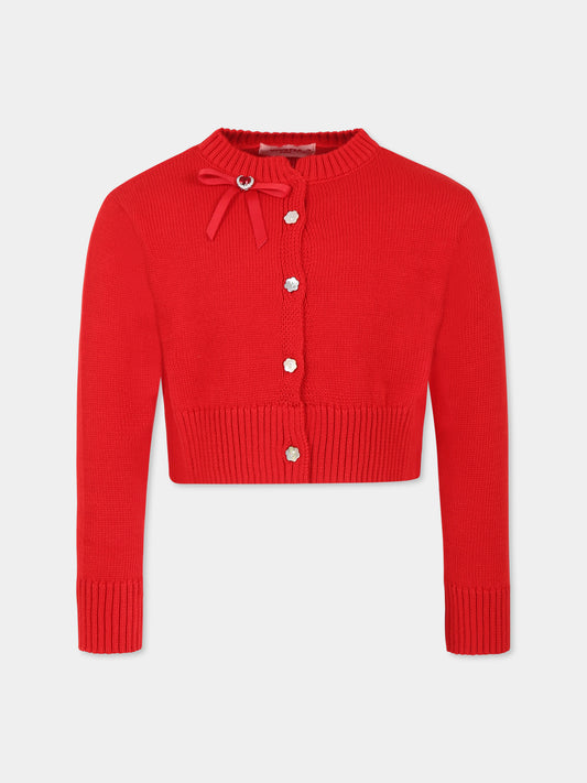 Cardigan rosso per bambina con fiocco,Vivetta Kids,VE2501RS