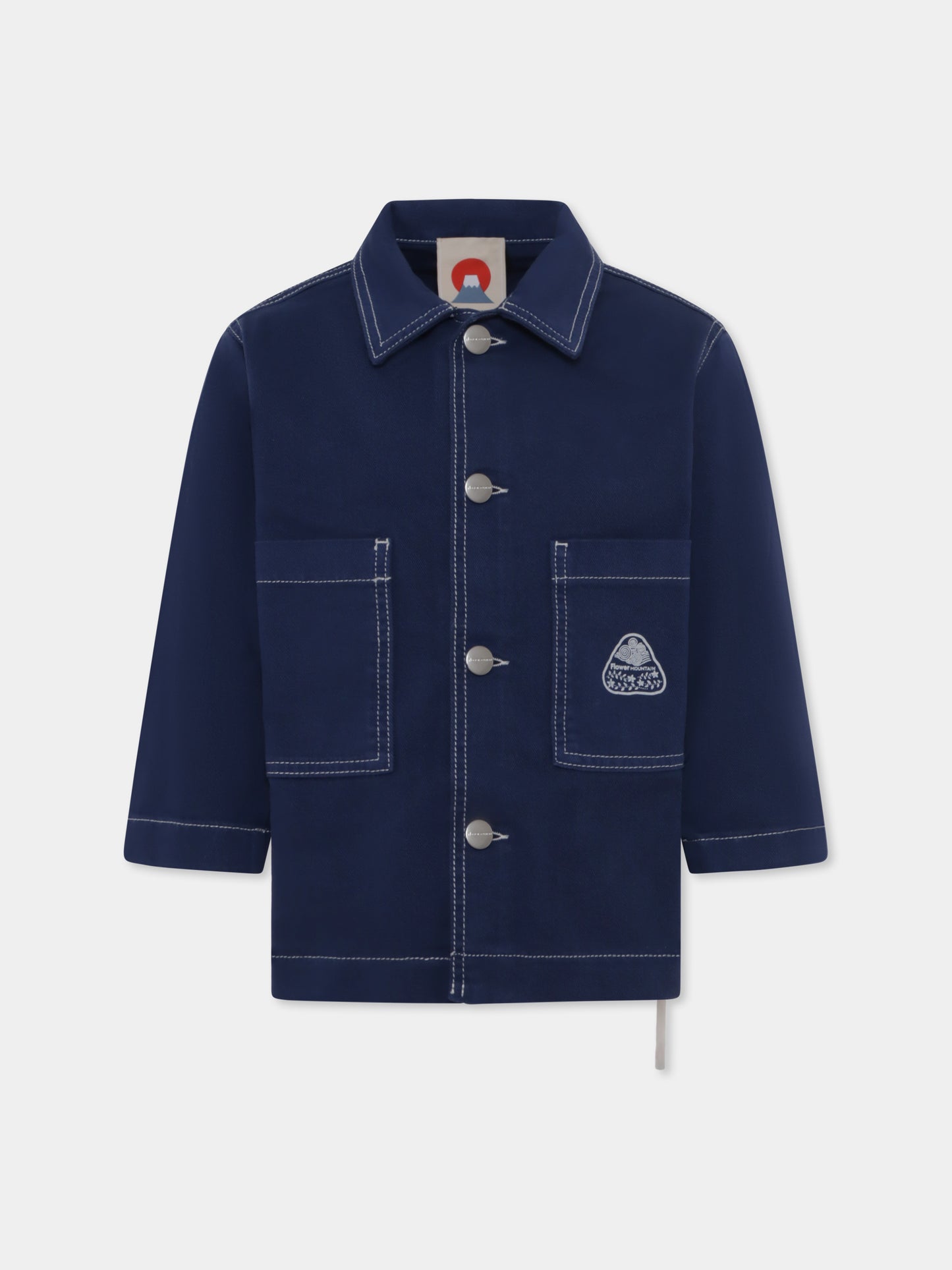 Giubbotto di jeans blu per bambino con logo,Flower Mountain,0C01 0016002865 01 FUJIO