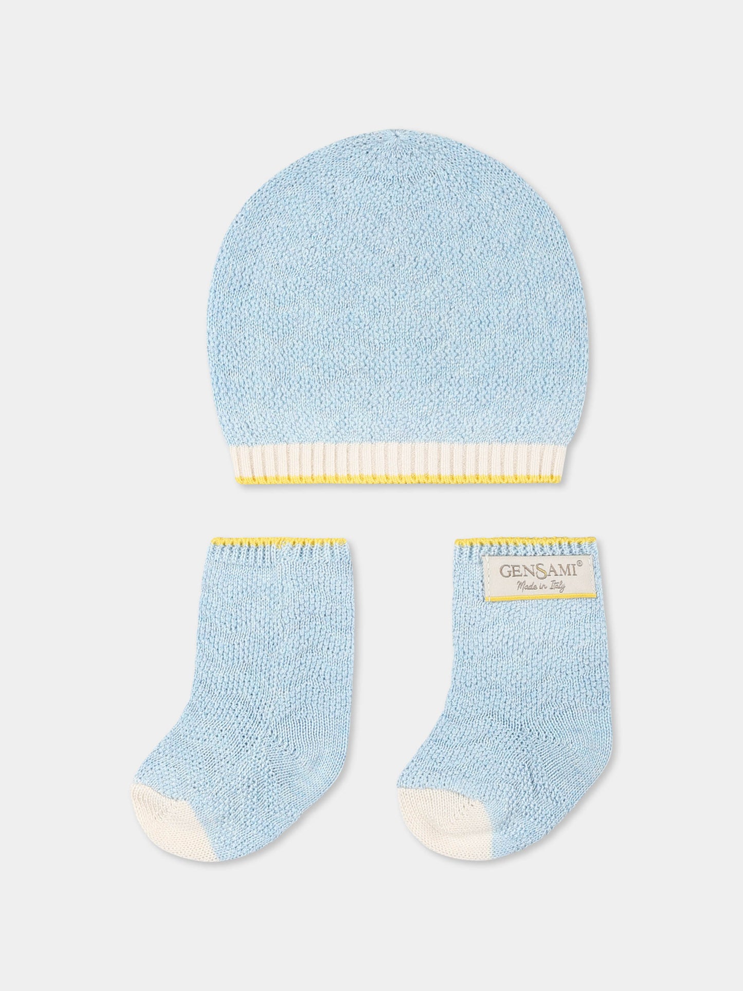 Set accessori celeste per neonato con onde,Gensami,BOX01-B-ONDA BLUE SKY