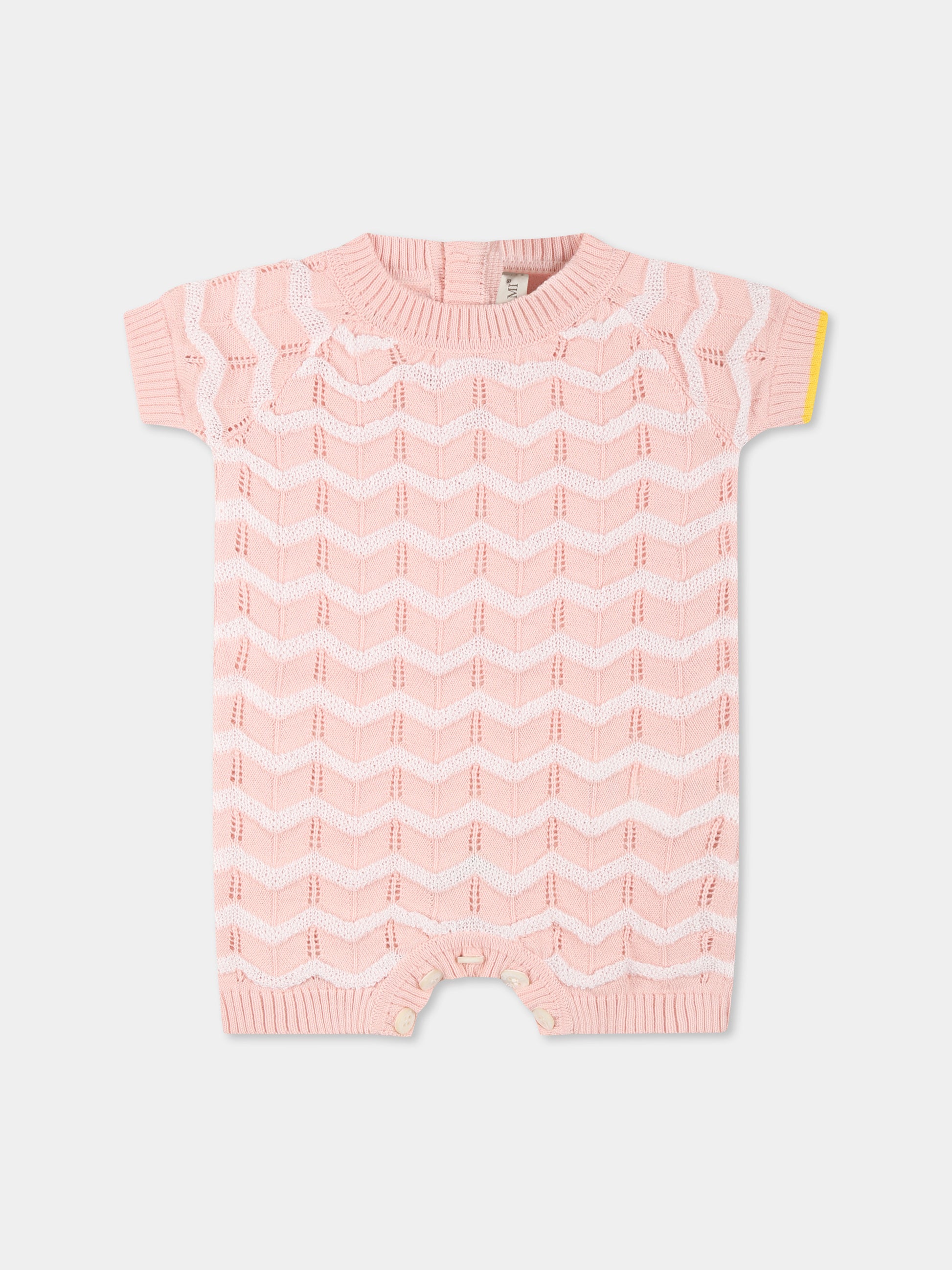 Pagliaccetto rosa per neonata con onde,Gensami,TU04-B-ONDA BABY PINK