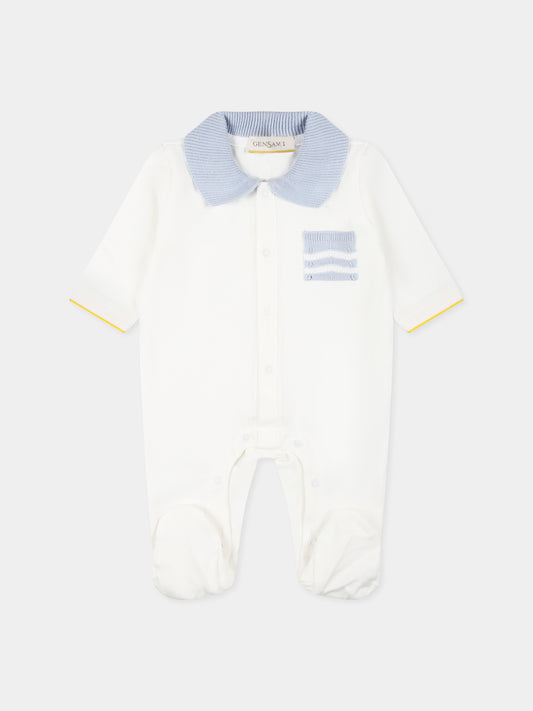 Tutina bianca per neonato con tasca,Gensami,TU01-B-JERSEY BB4