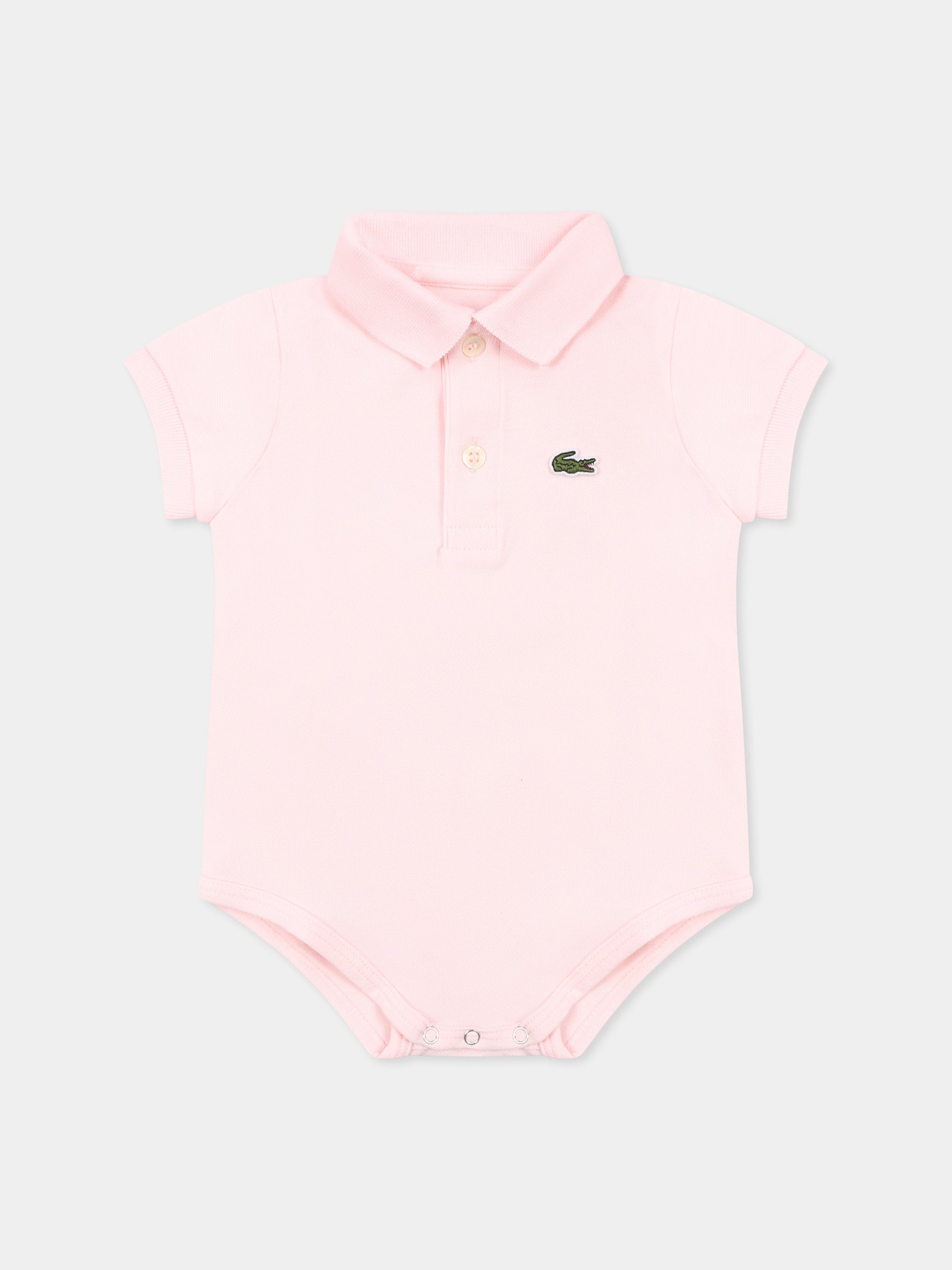 Body rosa per neonata con coccodrillo,Lacoste,4J8412 T03