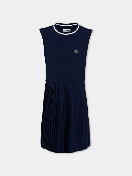 Vestito blu per bambina con coccodrillo,Lacoste,EJ8430 166