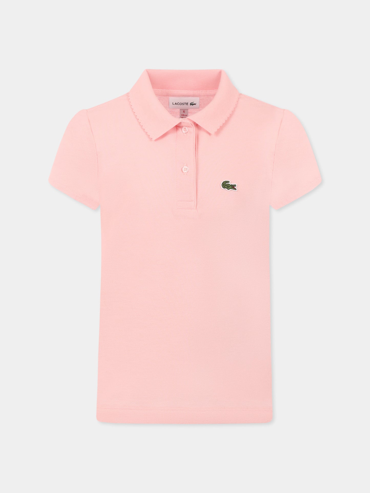 Polo rosa per bambina con coccodrillo,Lacoste,PJ3594 KF9