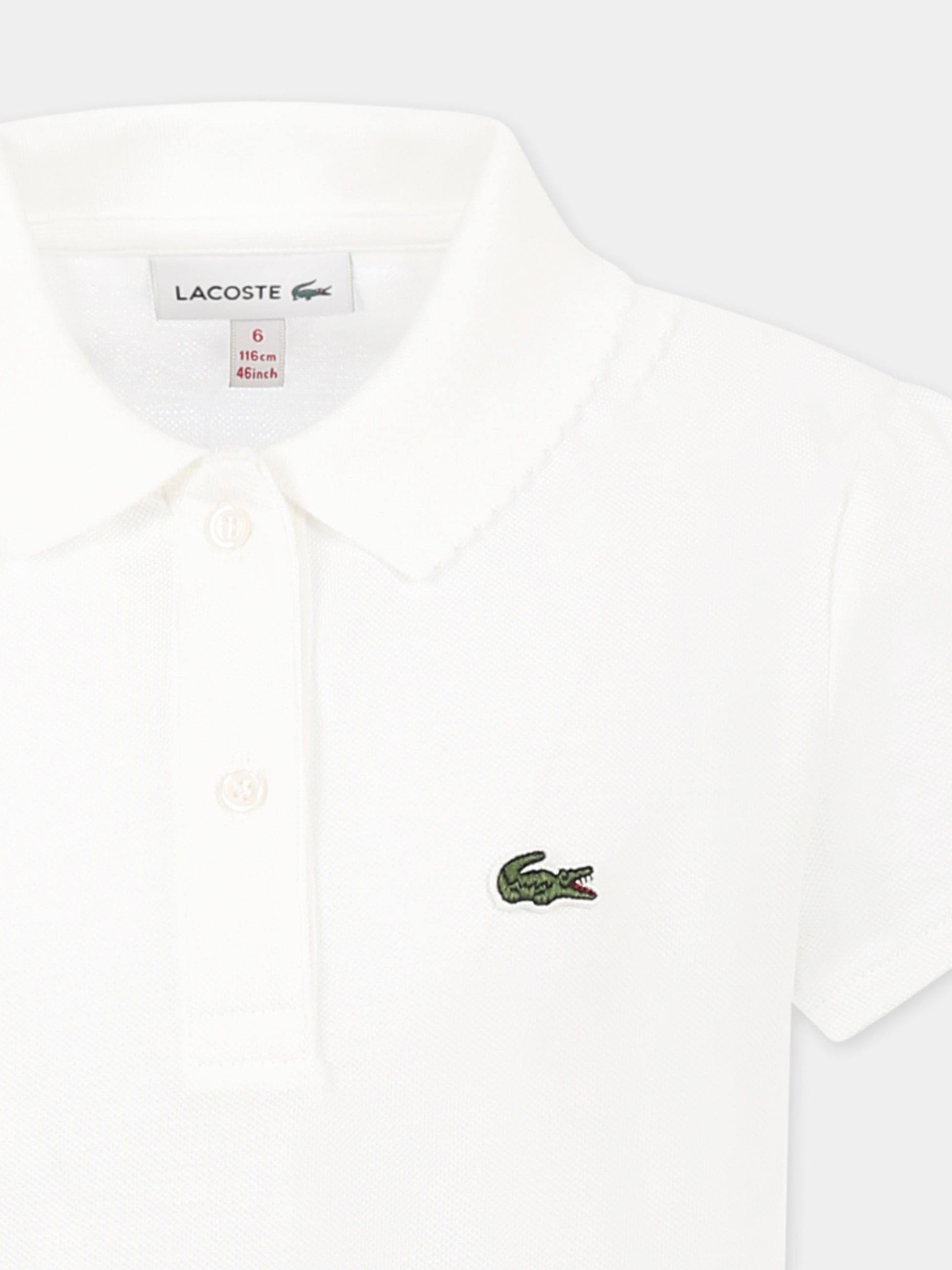 Polo bianca per bambino con coccodrillo,Lacoste,PJ3594 001