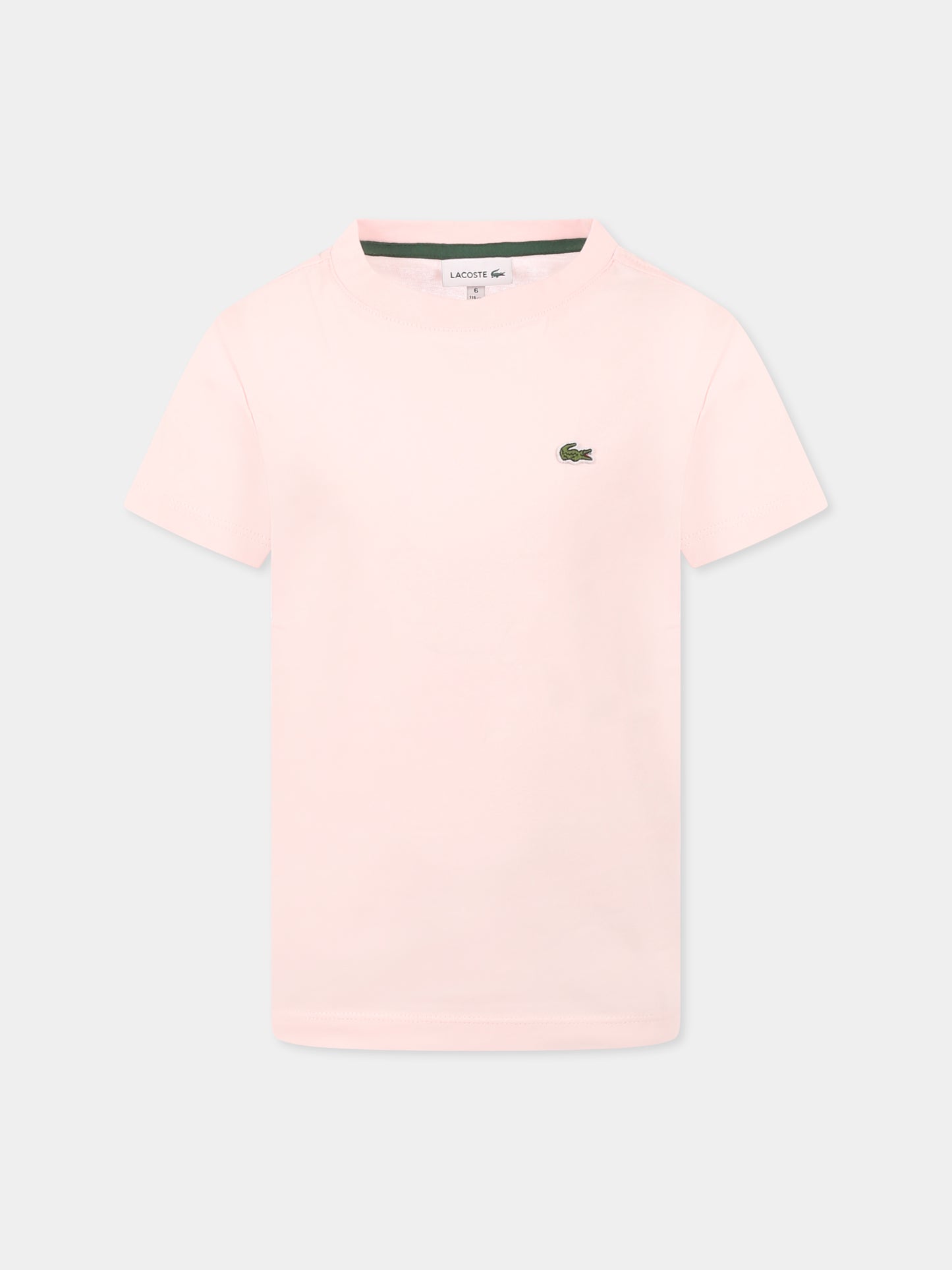 T-shirt rosa per bambini con coccodrillo,Lacoste,TJ1122 T03