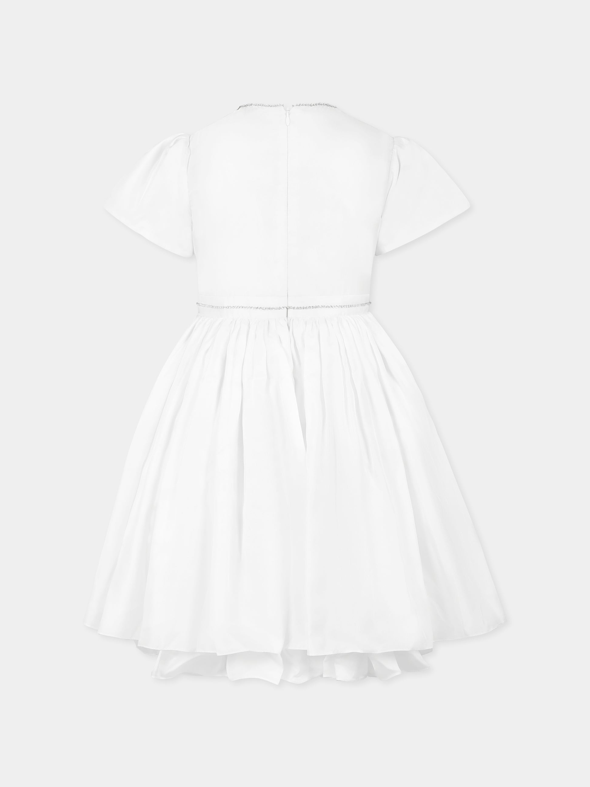 Vestito bianco per bambina con fiocchi e cristalli,Làtara,SS25 1625