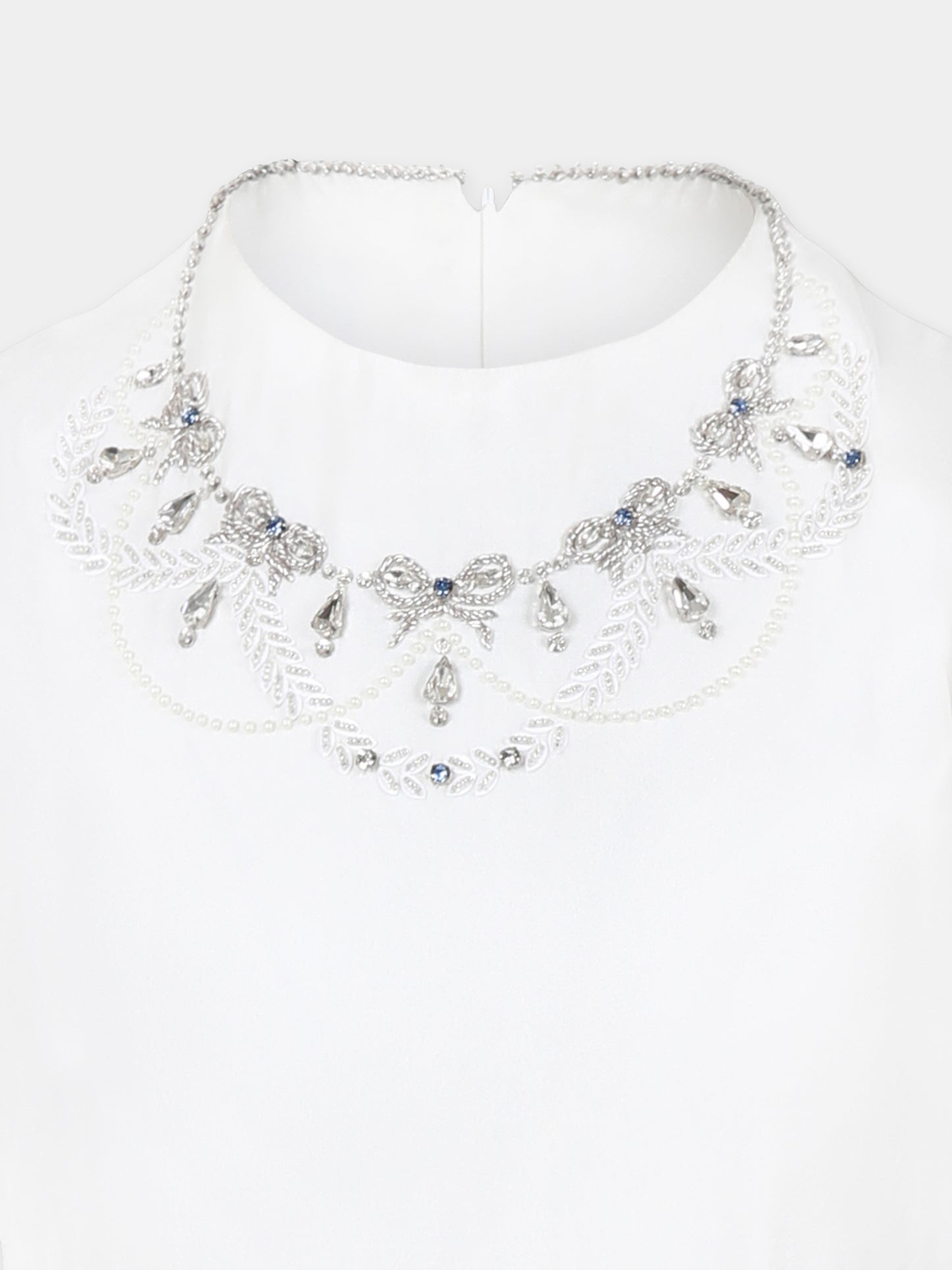 Vestito bianco per bambina con fiocchi e cristalli,Làtara,SS25 1625