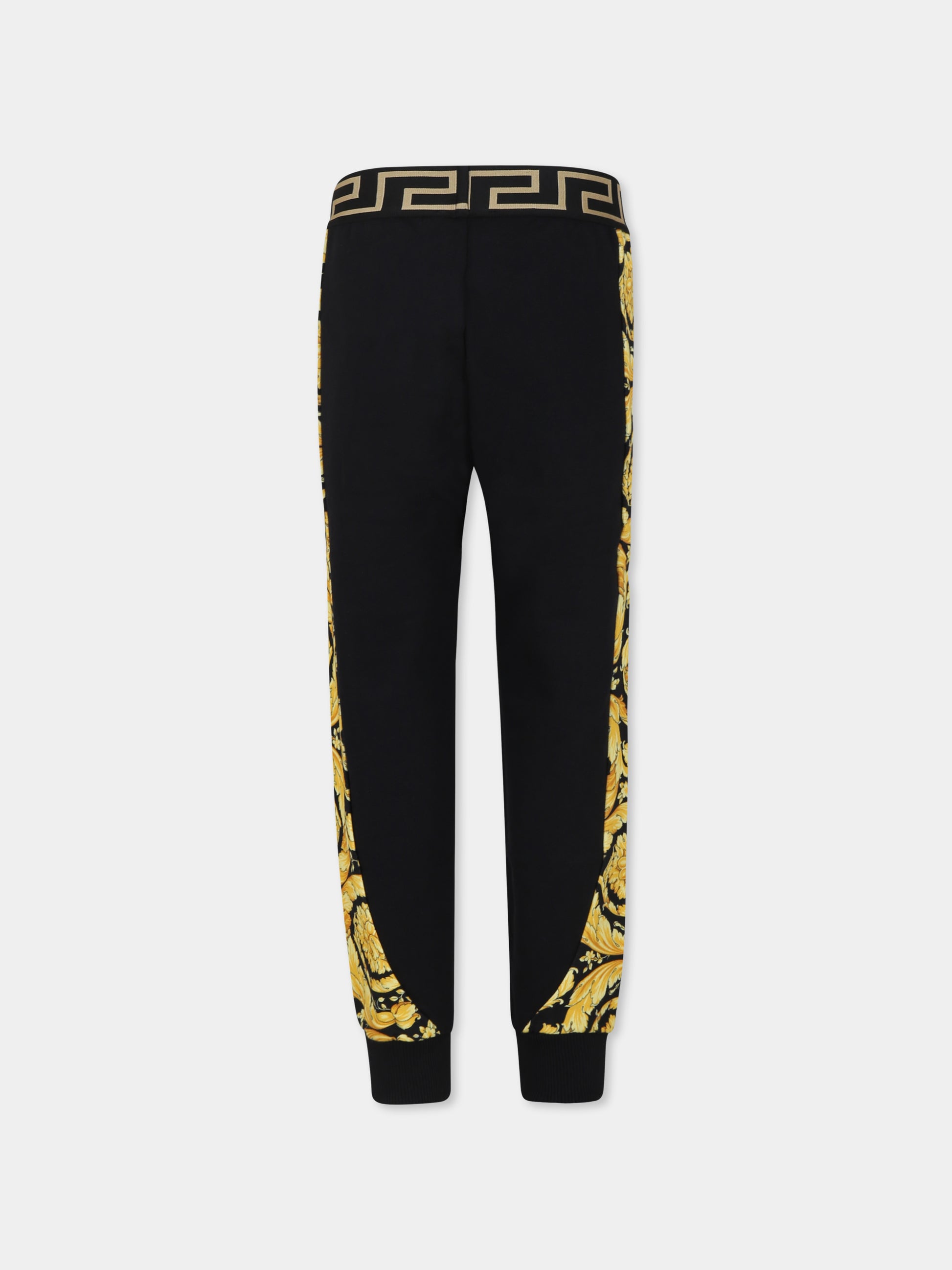 Pantaloni neri per bambino con stampa barocco,Versace,1011393 1A08326 2B130