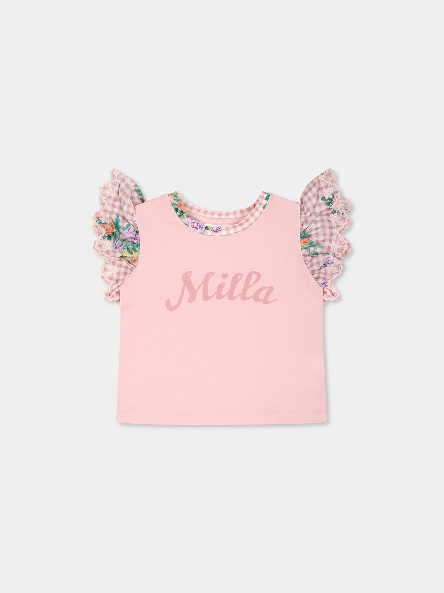 T-shirt rosa per neonata con logo,Camilla,00034392 LISBLULL