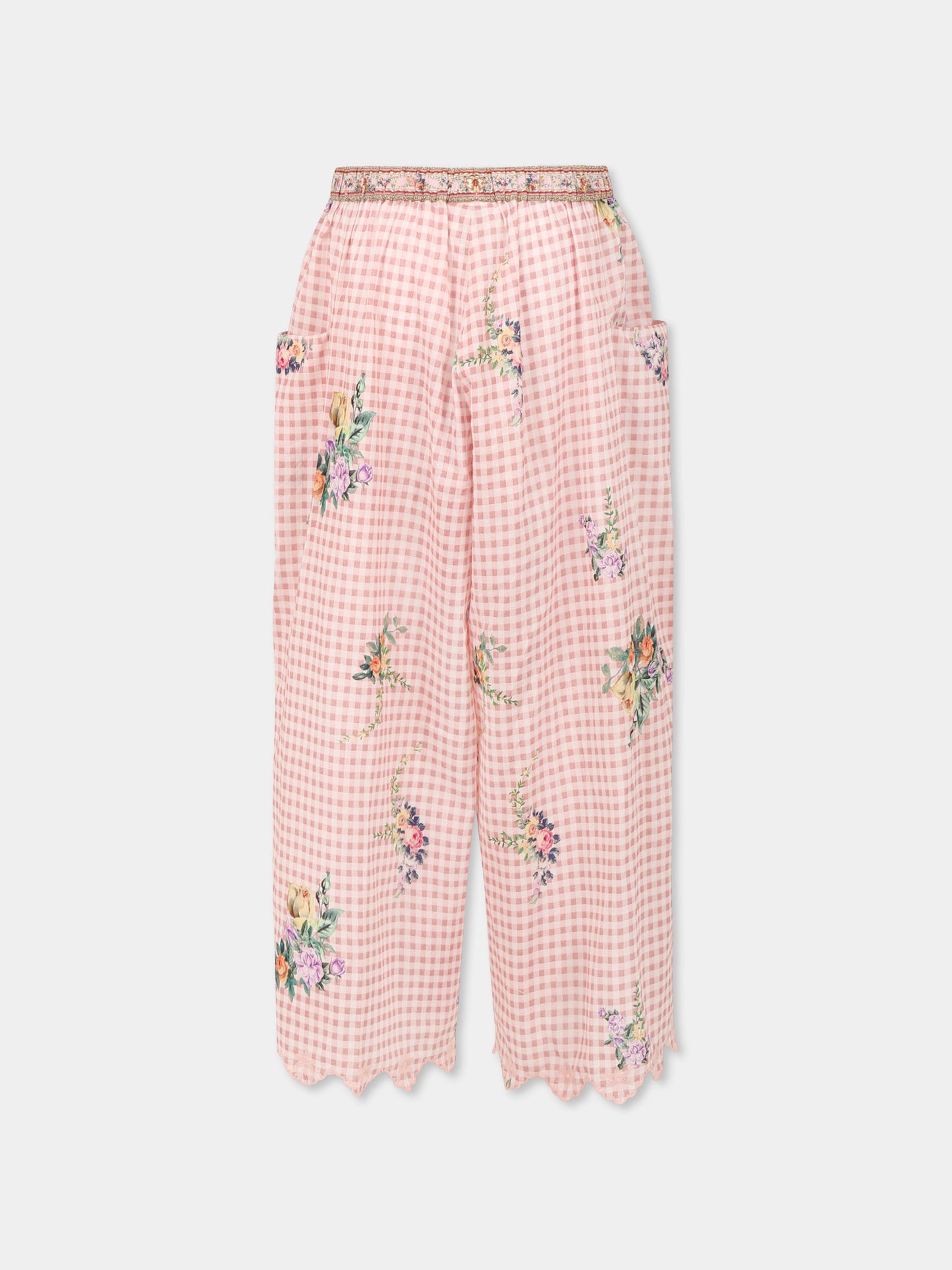 Pantaloni rosa per bambina con stampa floreale,Camilla,00034325 LISBLULL