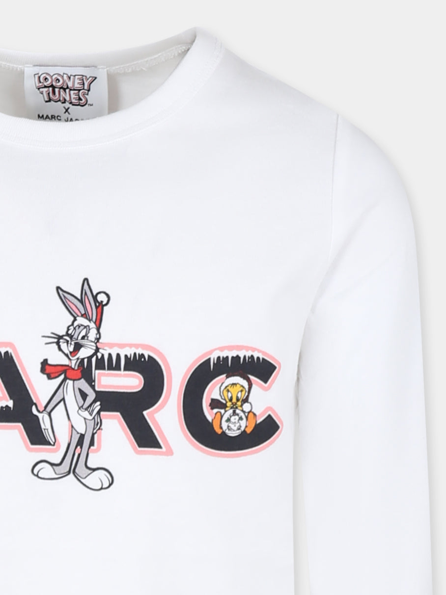 White t-shirt for girl with Looney Tunes printed