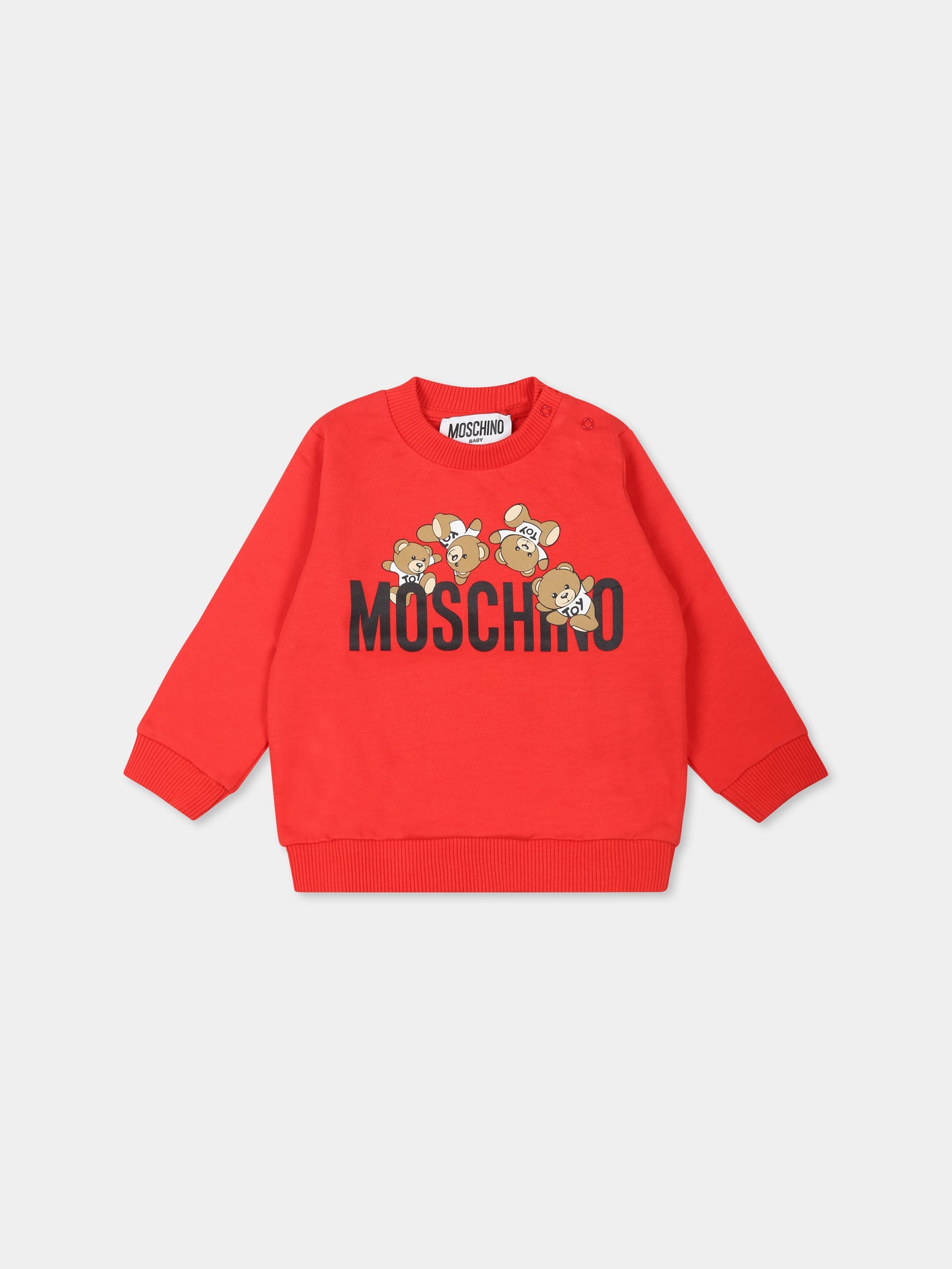 Felpa rossa per neonati con Teddy Bear,Moschino Kids,MZF04Q LCA19 50109