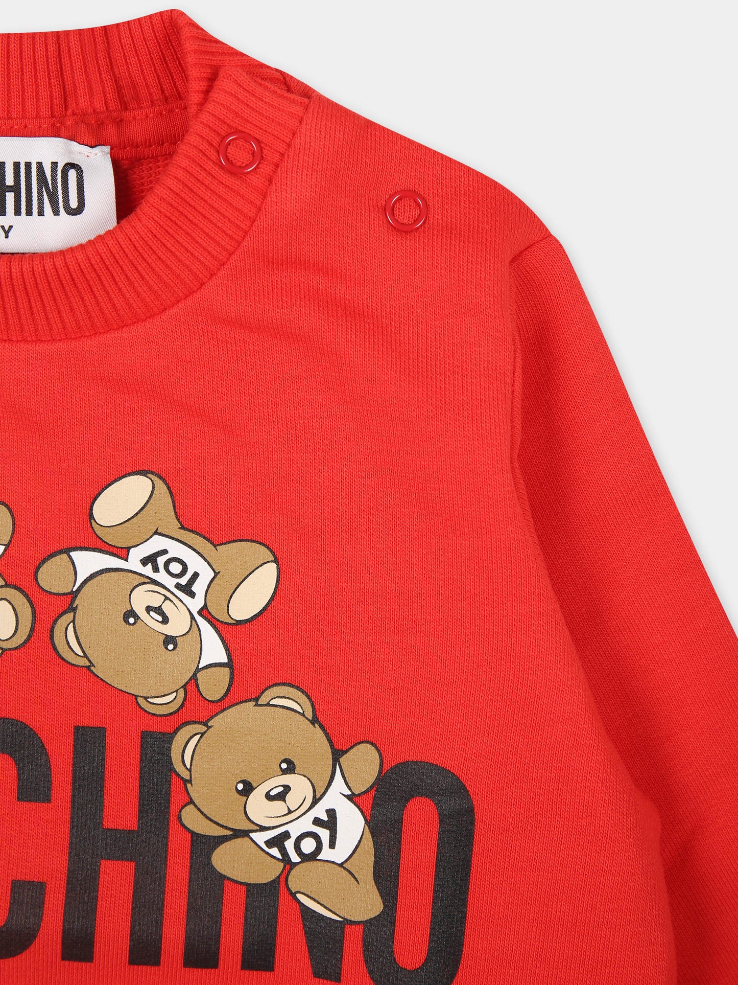 Felpa rossa per neonati con Teddy Bear,Moschino Kids,MZF04Q LCA19 50109