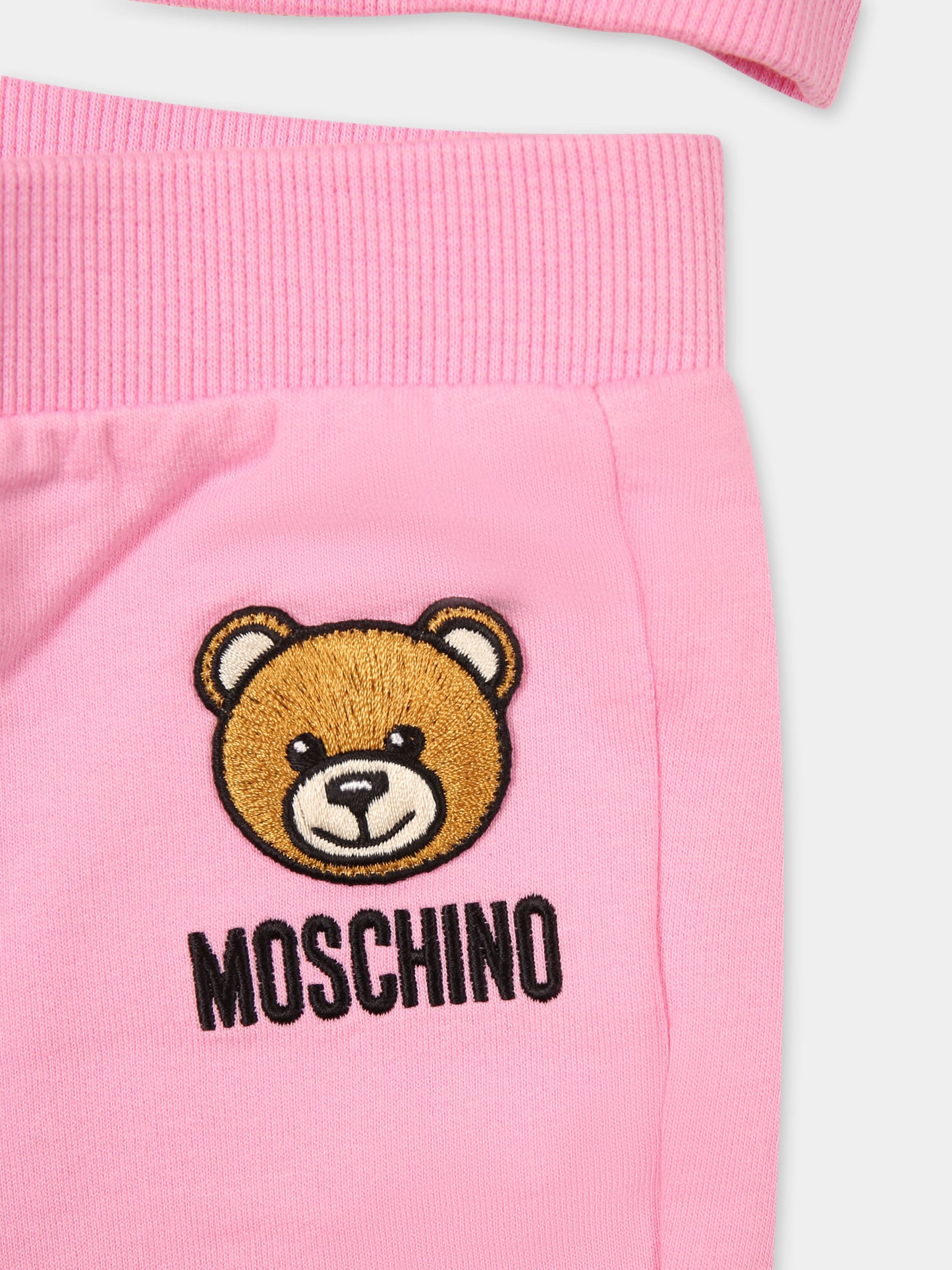 Completo rosa per neonata con Teddy Bear,Moschino Kids,MUK04P LCA74 50206