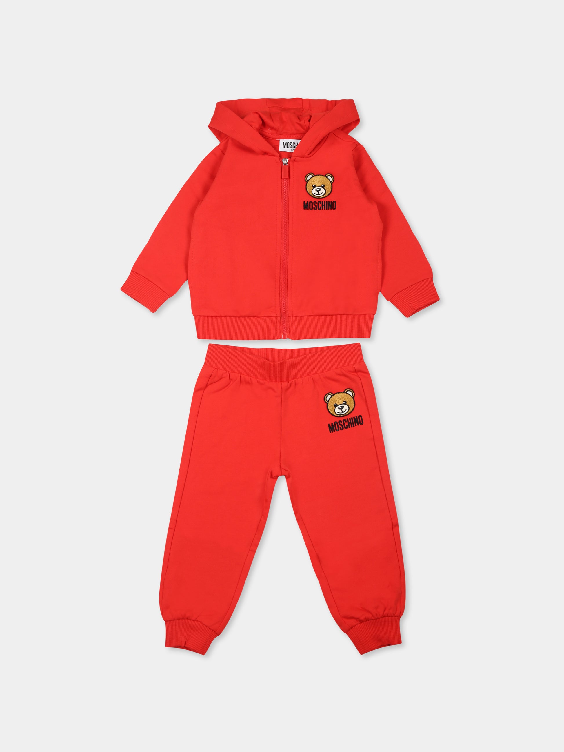 Completo rosso per neonati con Teddy Bear,Moschino Kids,MUK04P LCA74 50109