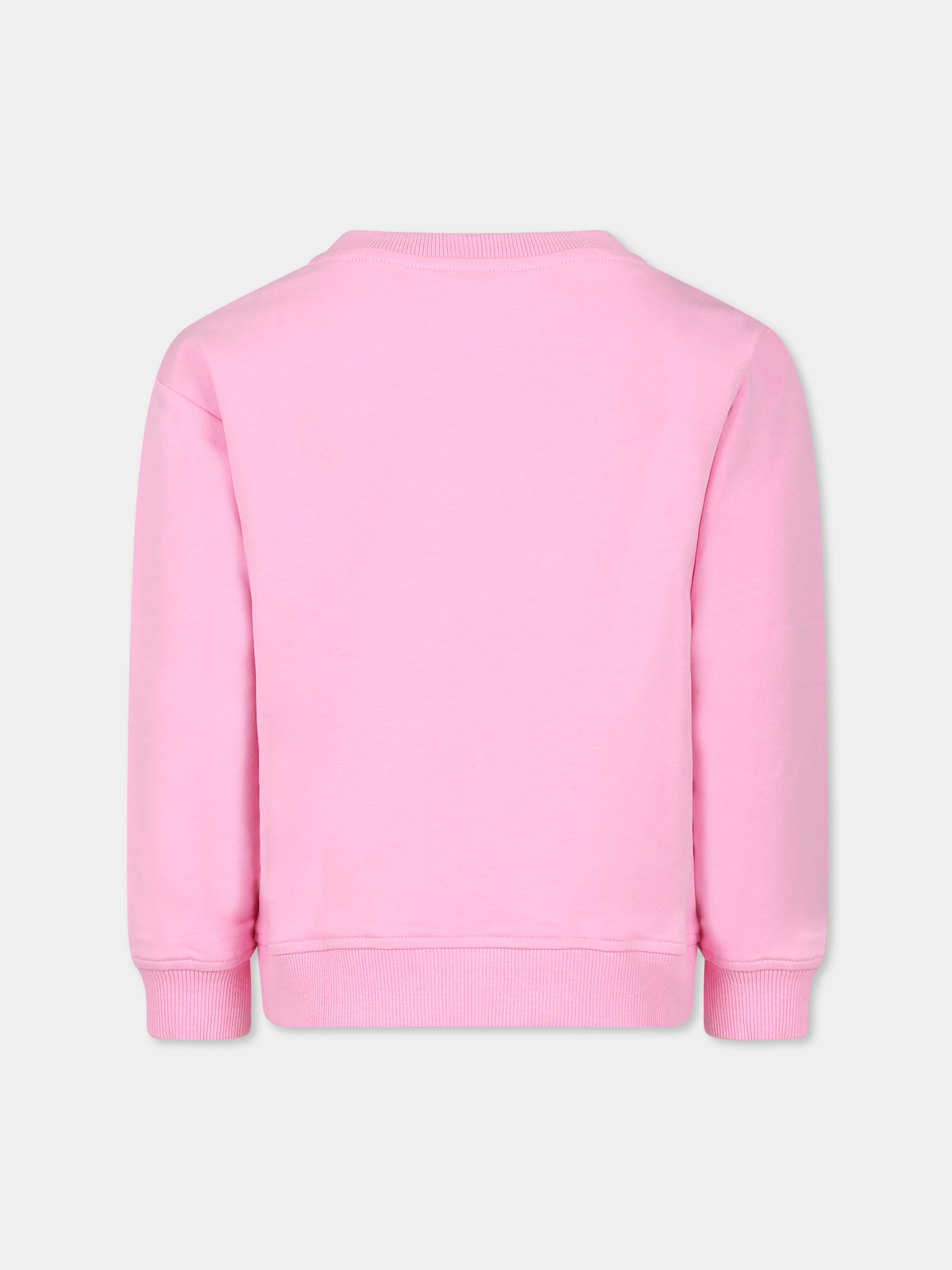 Felpa rosa per bambina con Teddy Bear,Moschino Kids,HPF078 LDA57 50206