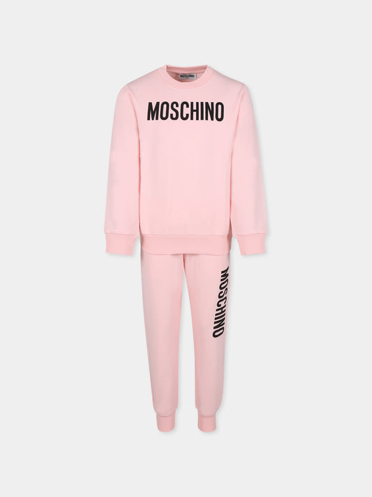 Completo rosa per bambina con logo,Moschino Kids,HUK03R LDA11 50209