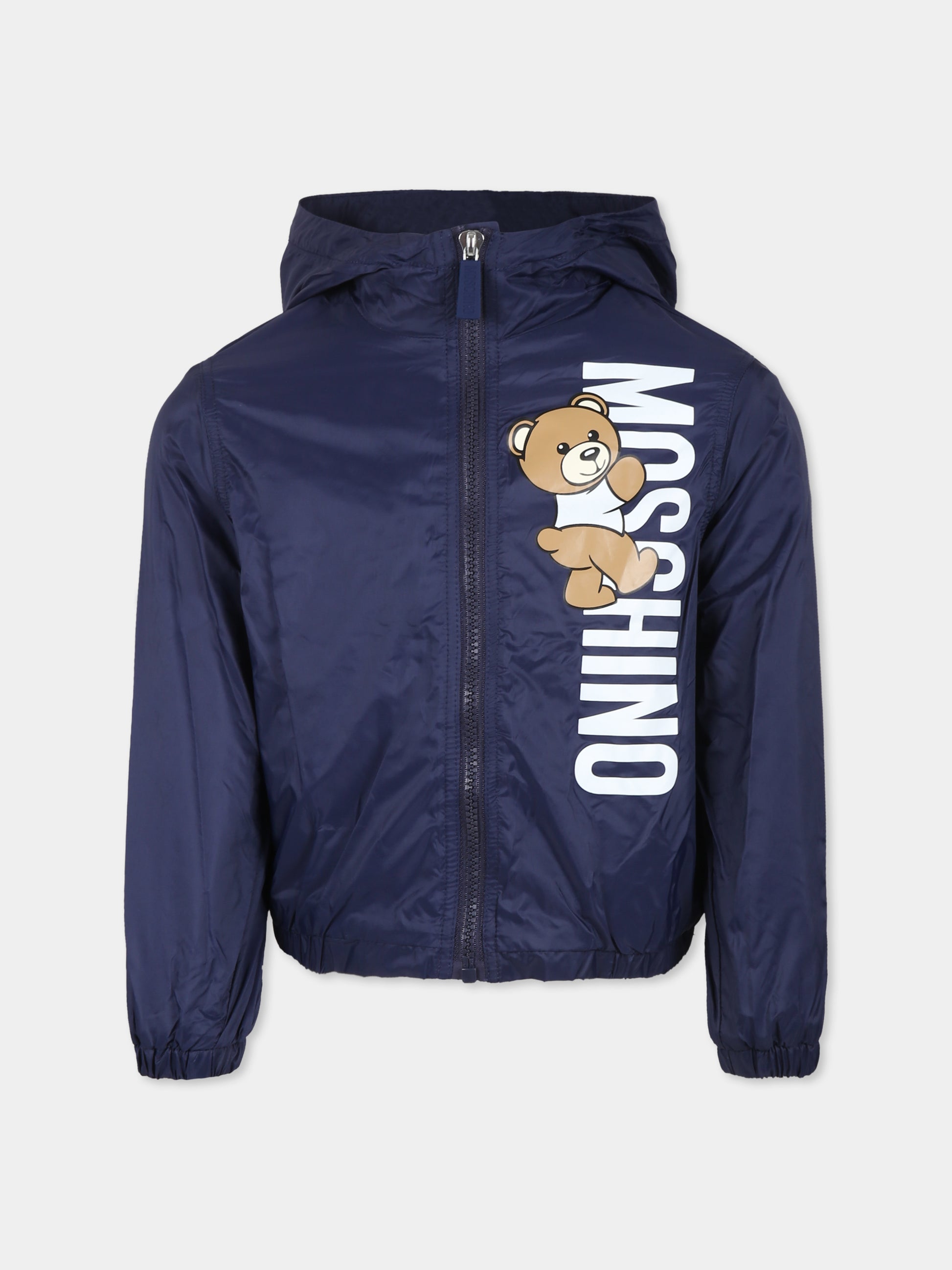 Giacca a vento blu per bambino con Teddy Bear,Moschino Kids,HUS04G L3A69 40016