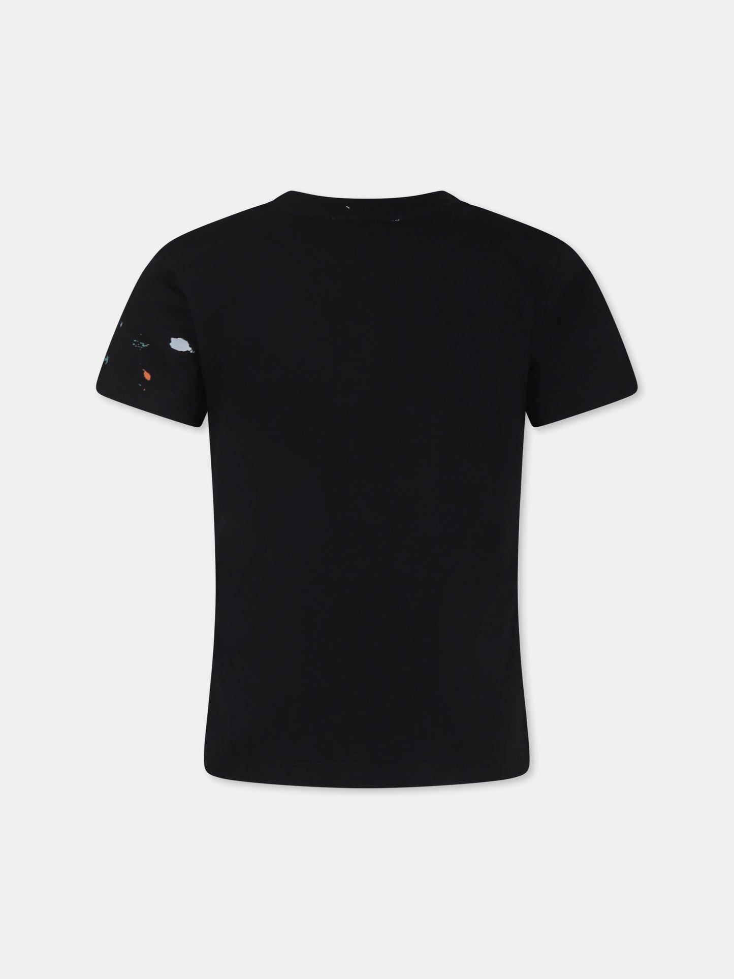 T-shirt nera per bambino con logo,Moschino Kids,HOM04L LAA24 60100