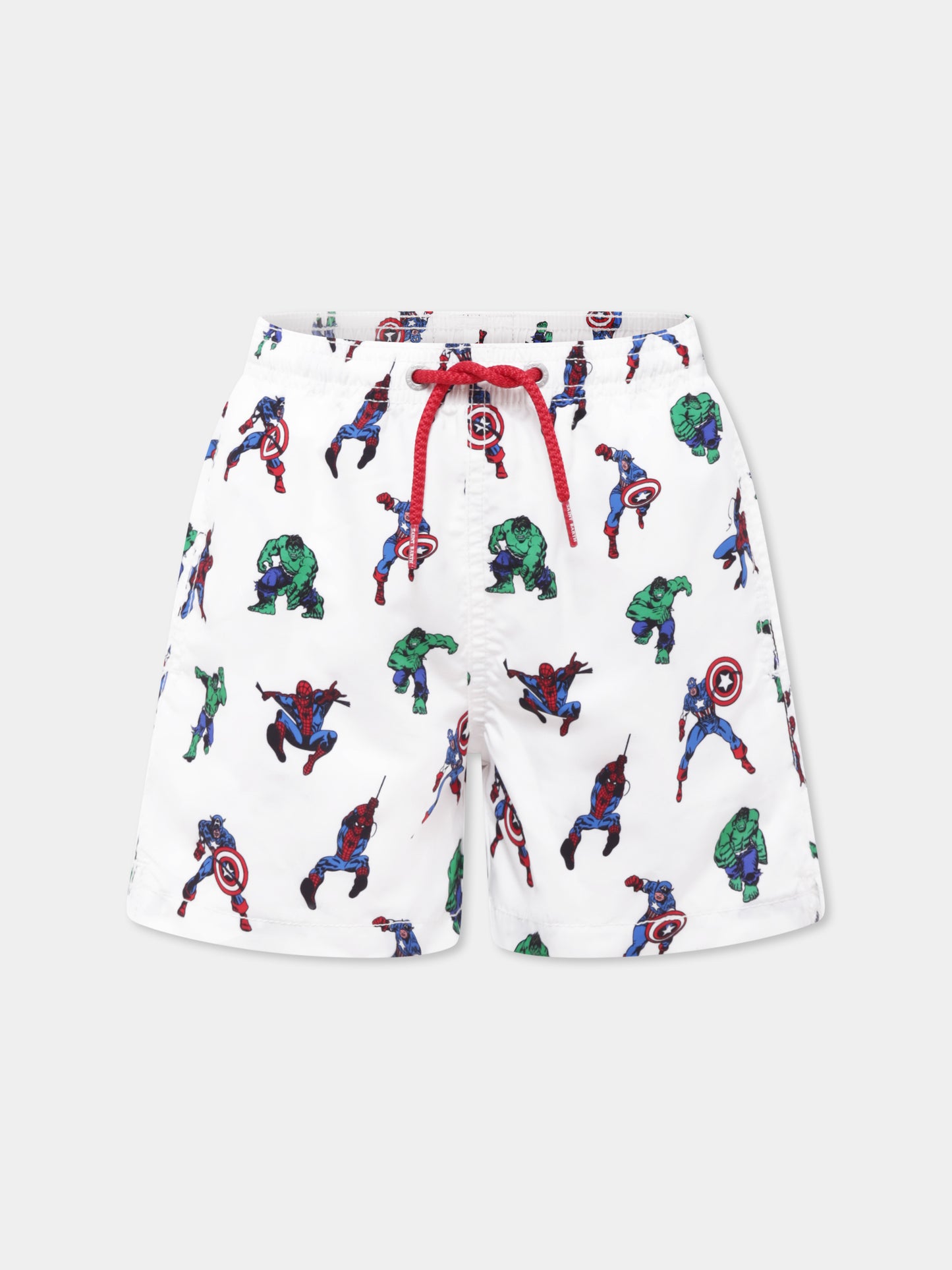 Boxer mare bianco per bambino con stampa supereroi,Mc2 Saint Barth,JEA0001 01108H