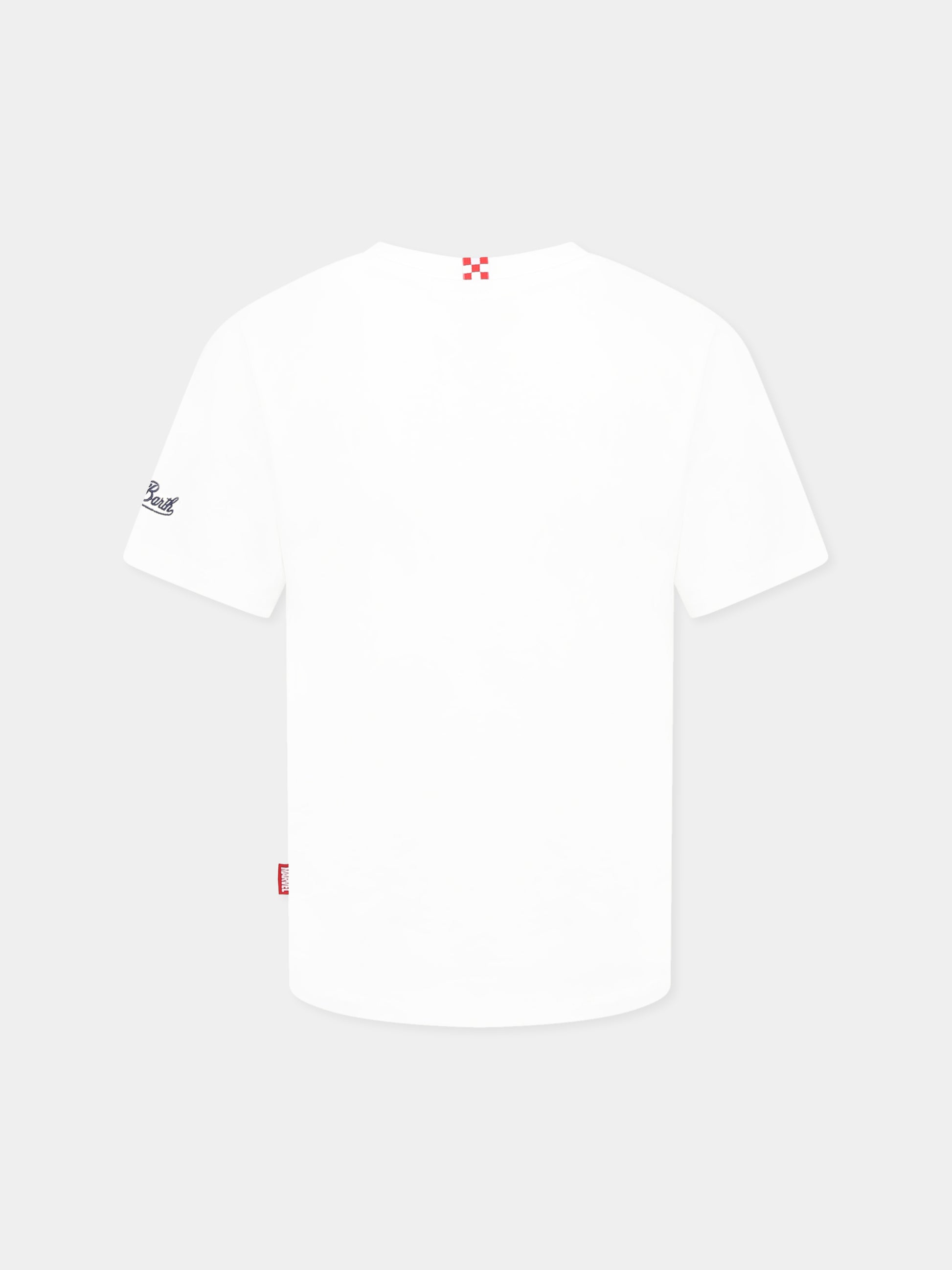 T-shirt bianca per bambino con stampa supereroi,Mc2 Saint Barth,TSH0001 01188H