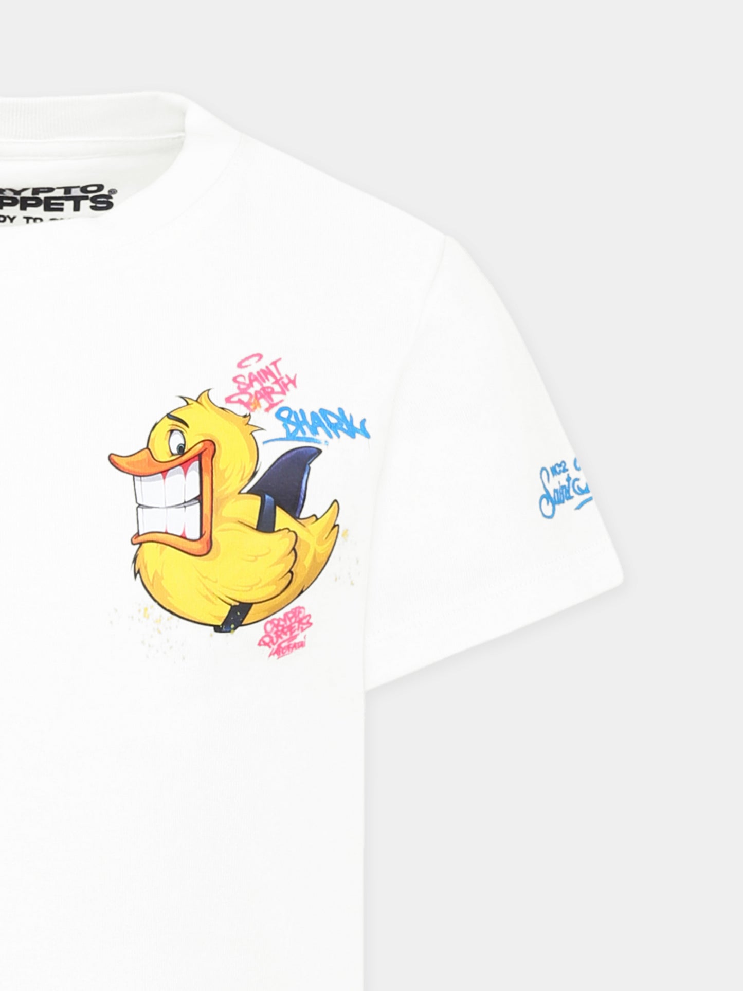 White t-shirt for boy with duck