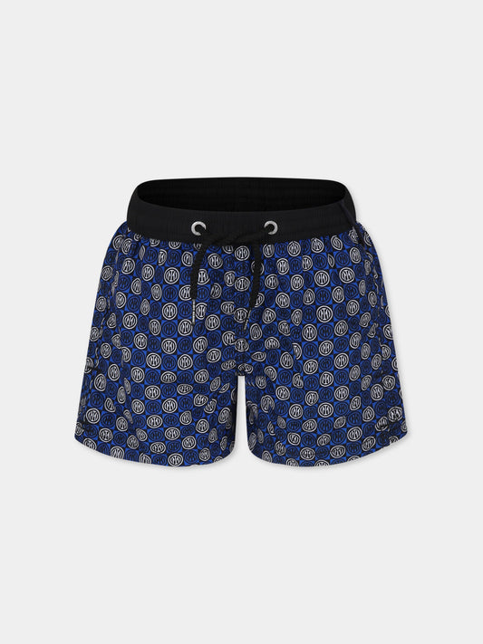 Blue swim shorts for boy with Inter logo