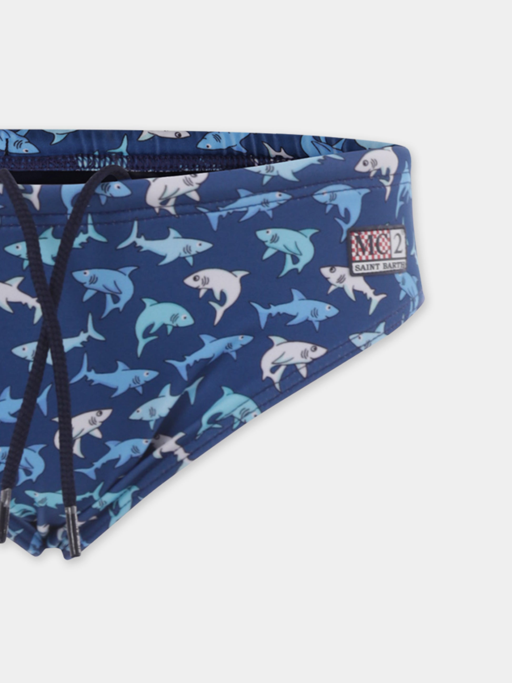 Slip mare blu per bambino con squali all over,Mc2 Saint Barth,BIL0001 01818H