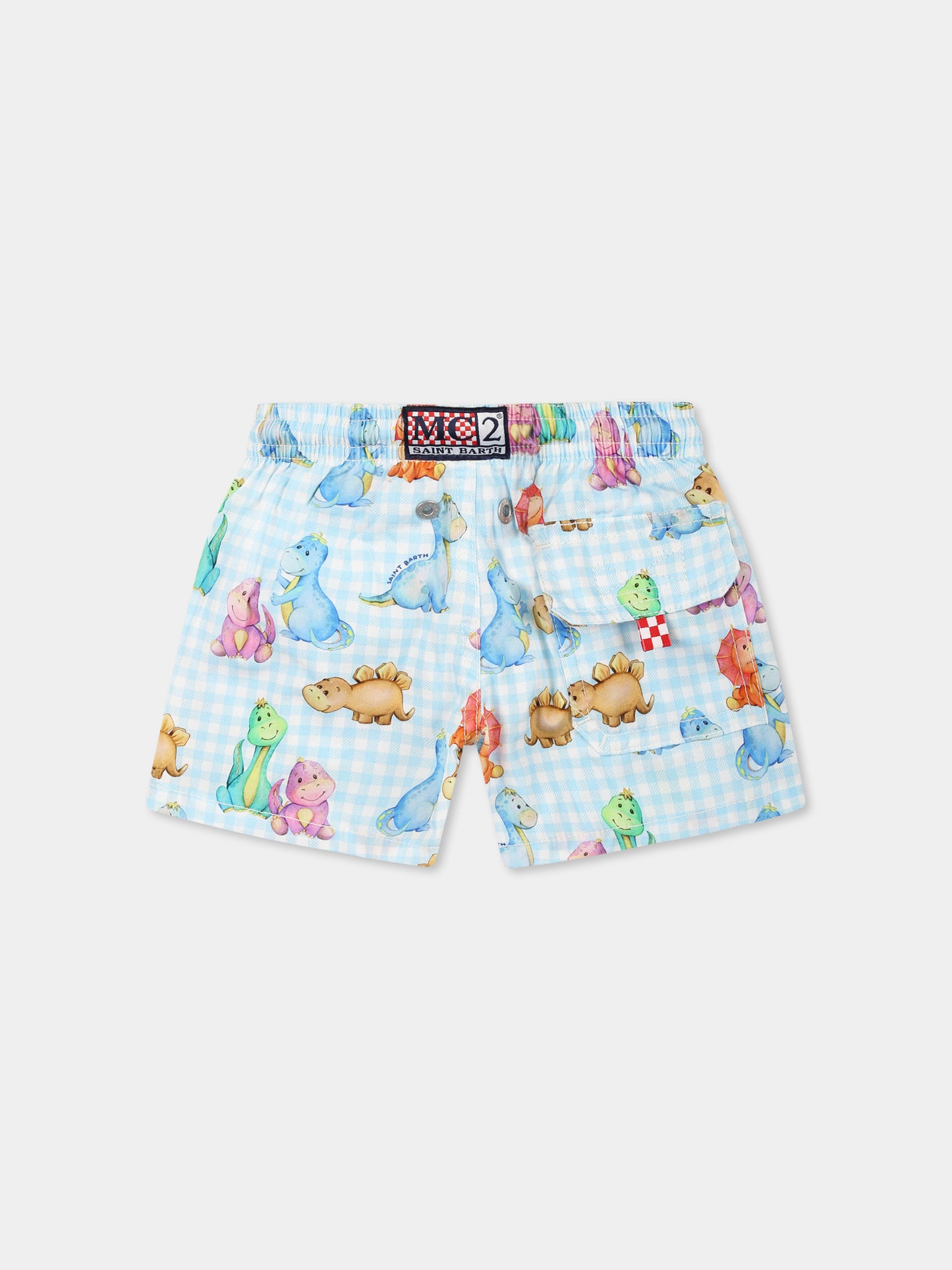 Boxer mare celeste per neonato con dinosauri all over,Mc2 Saint Barth,JOEL001 01237H