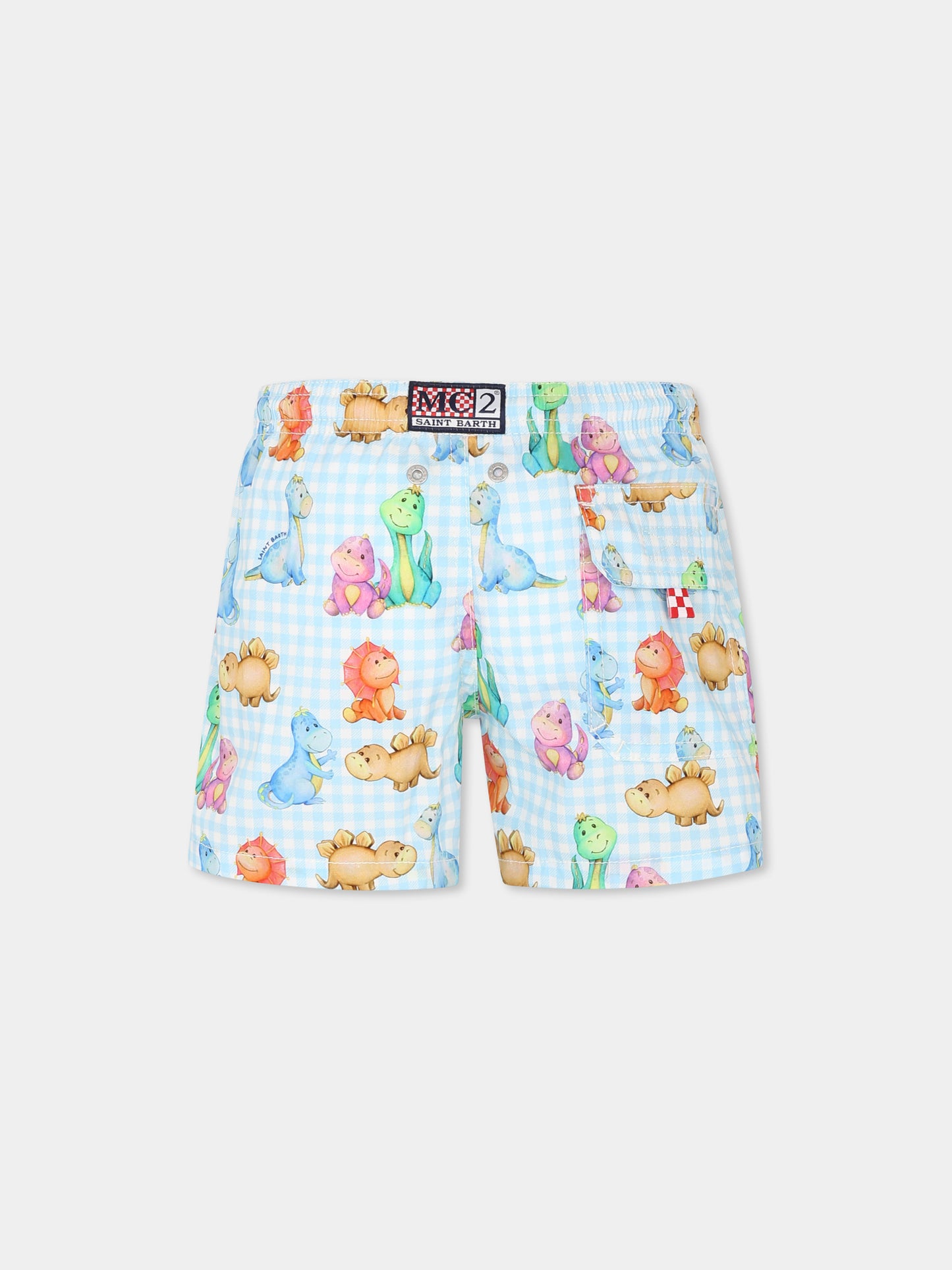 Boxer mare celeste per bambino con dinosauri all over,Mc2 Saint Barth,JOEL001 01237H
