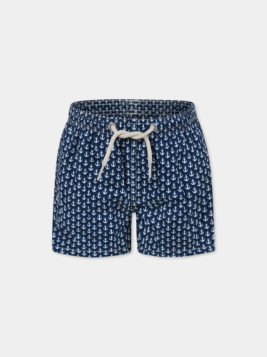 Boxer mare blu per bambino con ancora all over,Mc2 Saint Barth,JEA0004 02404H