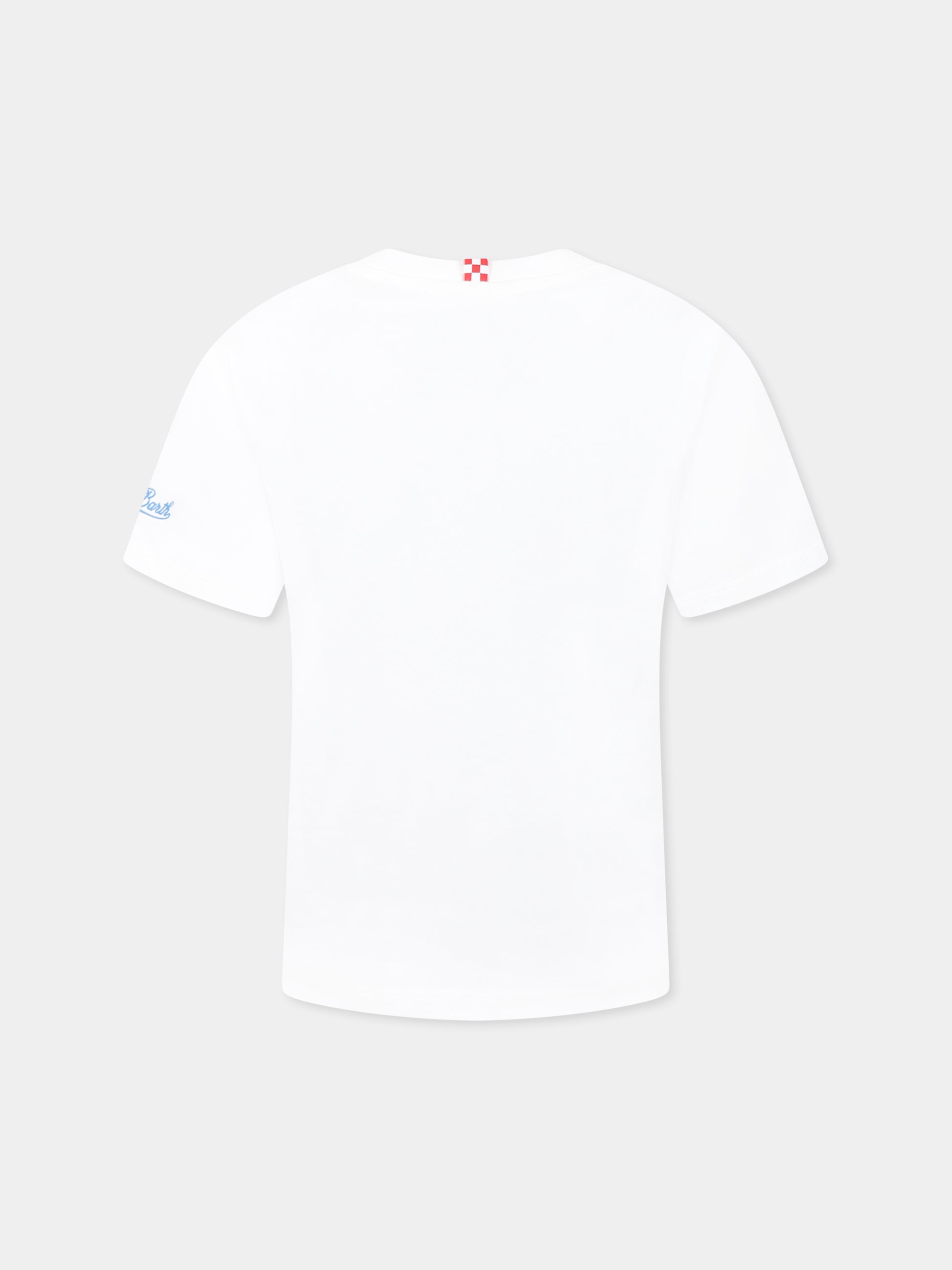 T-shirt bianca per bambino con stella marina e logo,Mc2 Saint Barth,POT0002 04720H