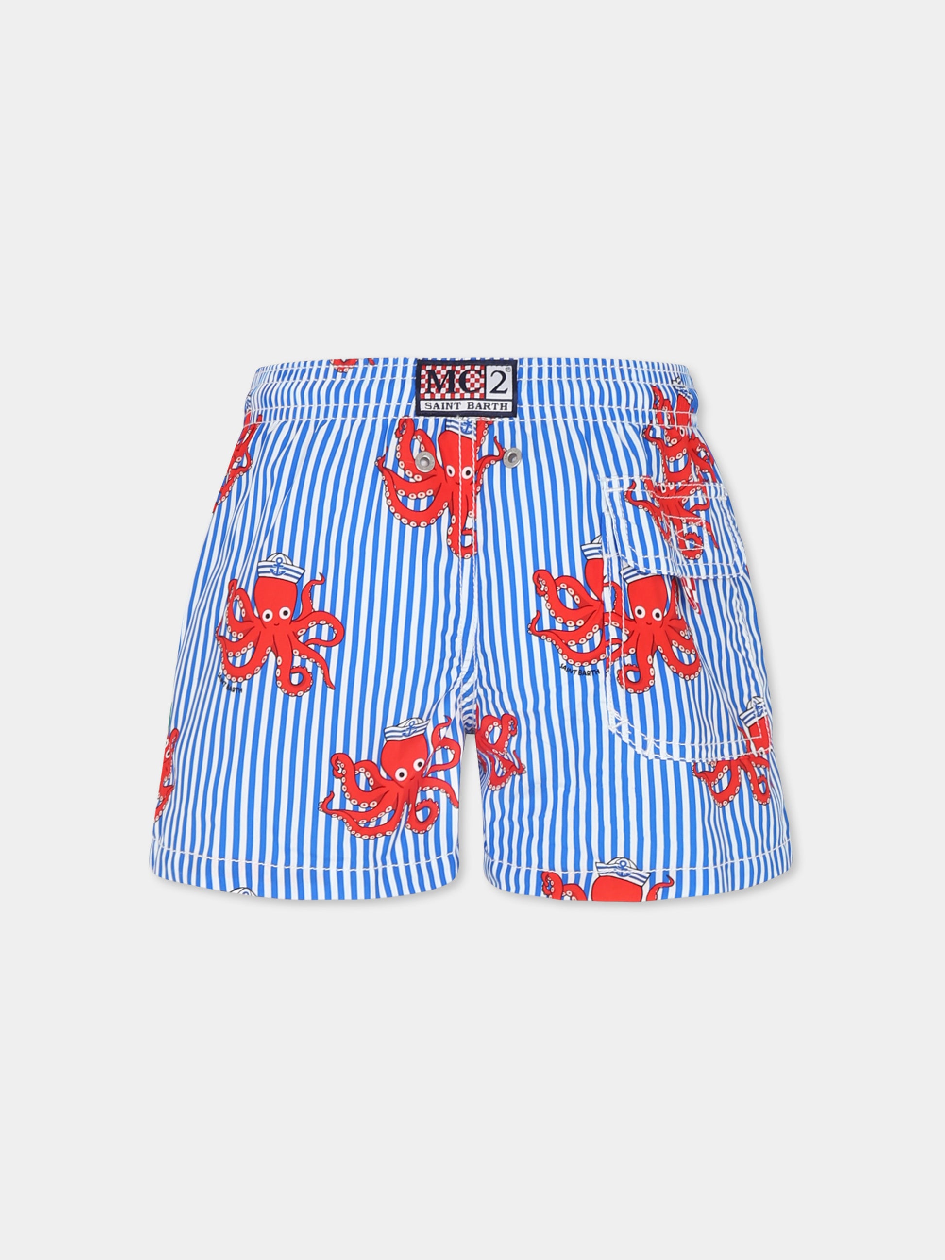 Boxer mare azzurro per bambino con polpo all over,Mc2 Saint Barth,JEA0001 03062H