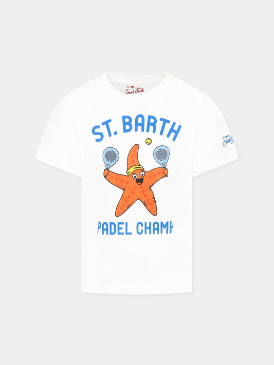 White t-shirt for boy with starfish