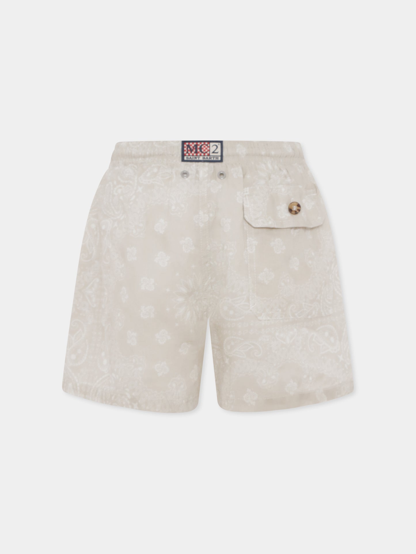 Boxer mare beige per bambino con stampa paisley,Mc2 Saint Barth,JEA0020 01172H
