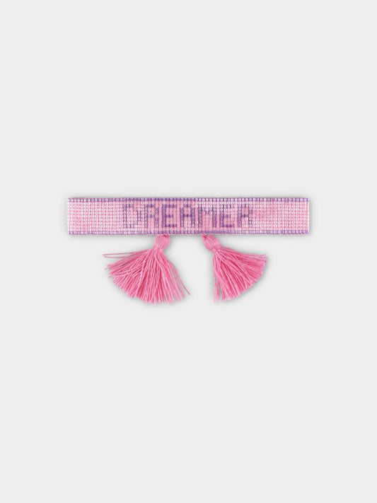 Pink bracelet for girl with logo