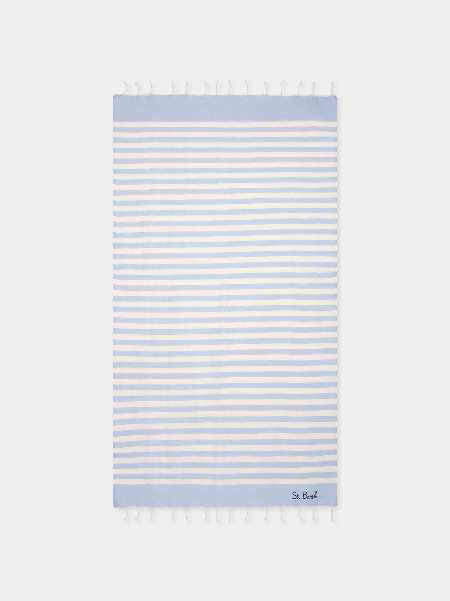 Light blue beach towel for boy with logo
