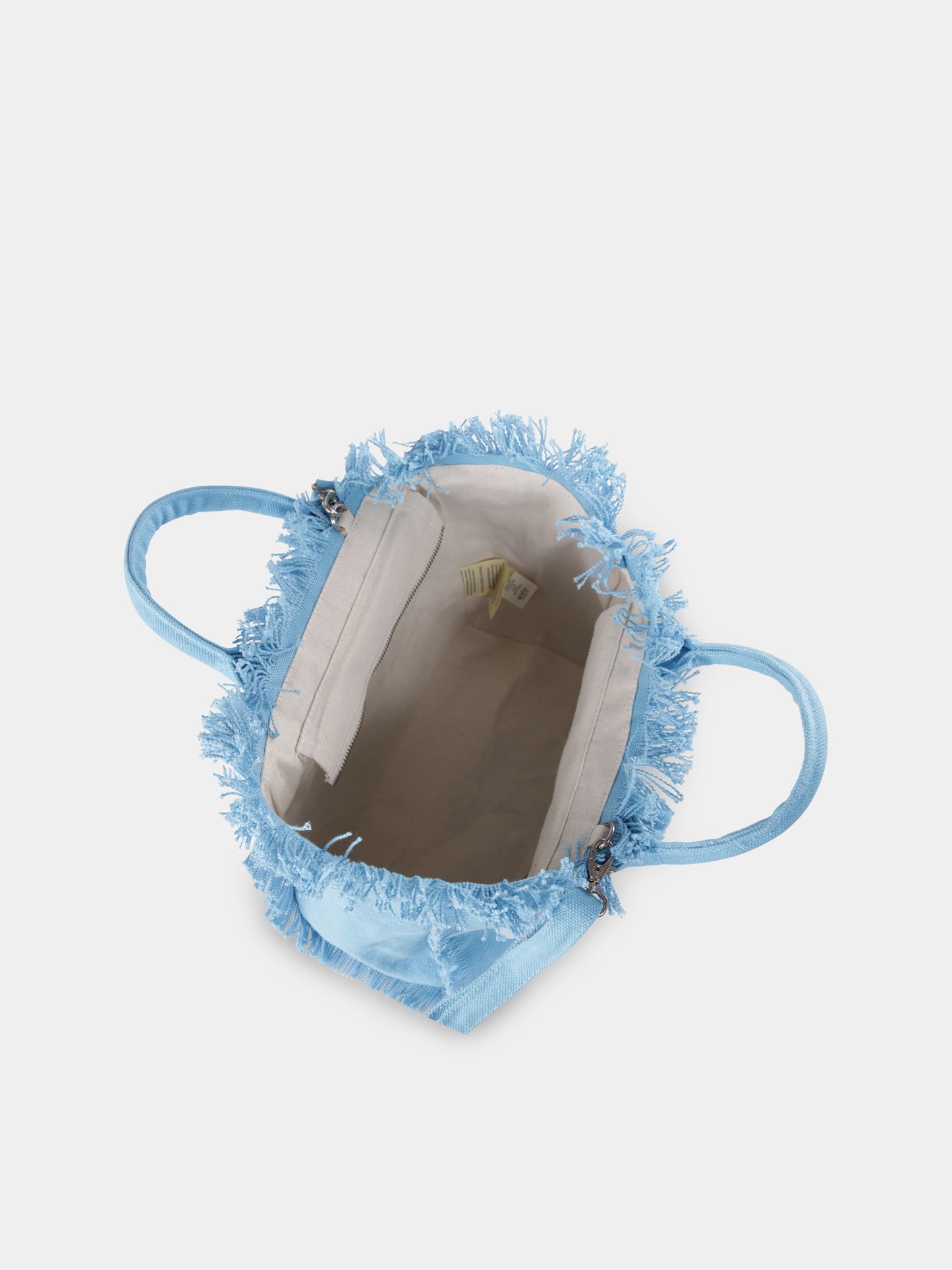 Light blue beach bag for girl with logo