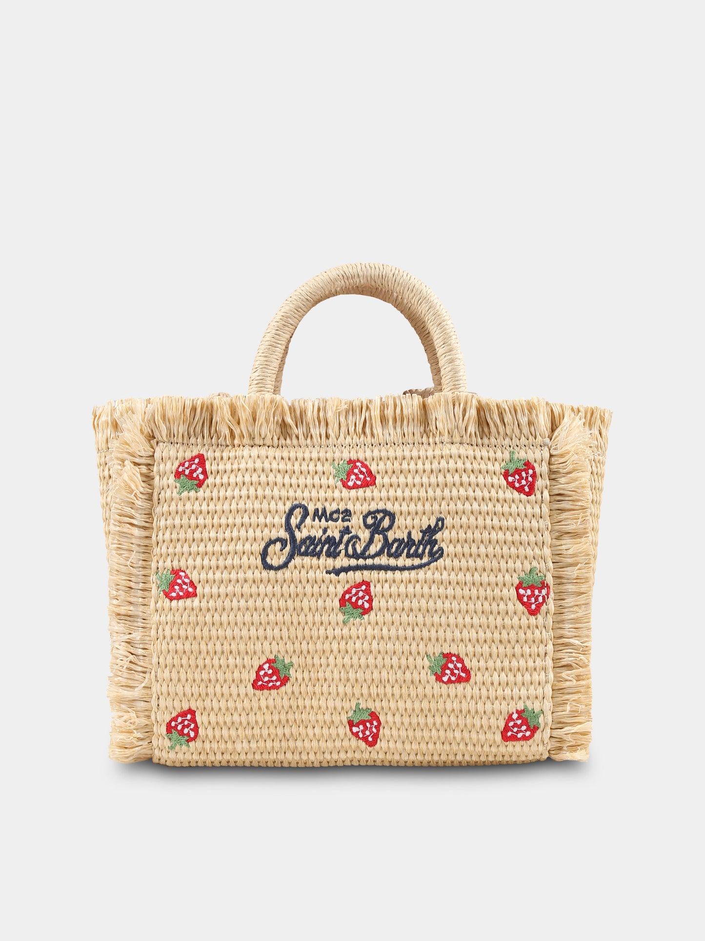 Borsa Vanity Mini beige per bambina con logo e fragole,Mc2 Saint Barth,VAMI009 00180H
